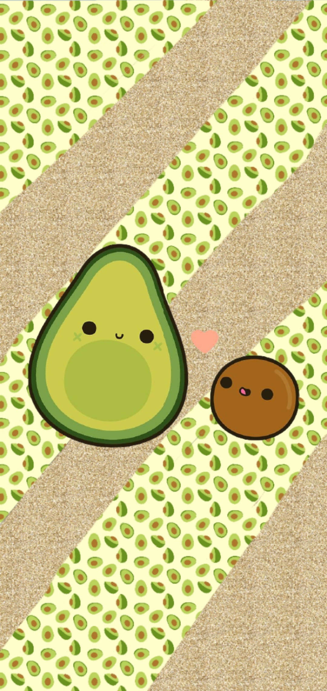 Cute Avocado, brown seed, cartoon avocados with faces, Full HD Phone Wallpaper