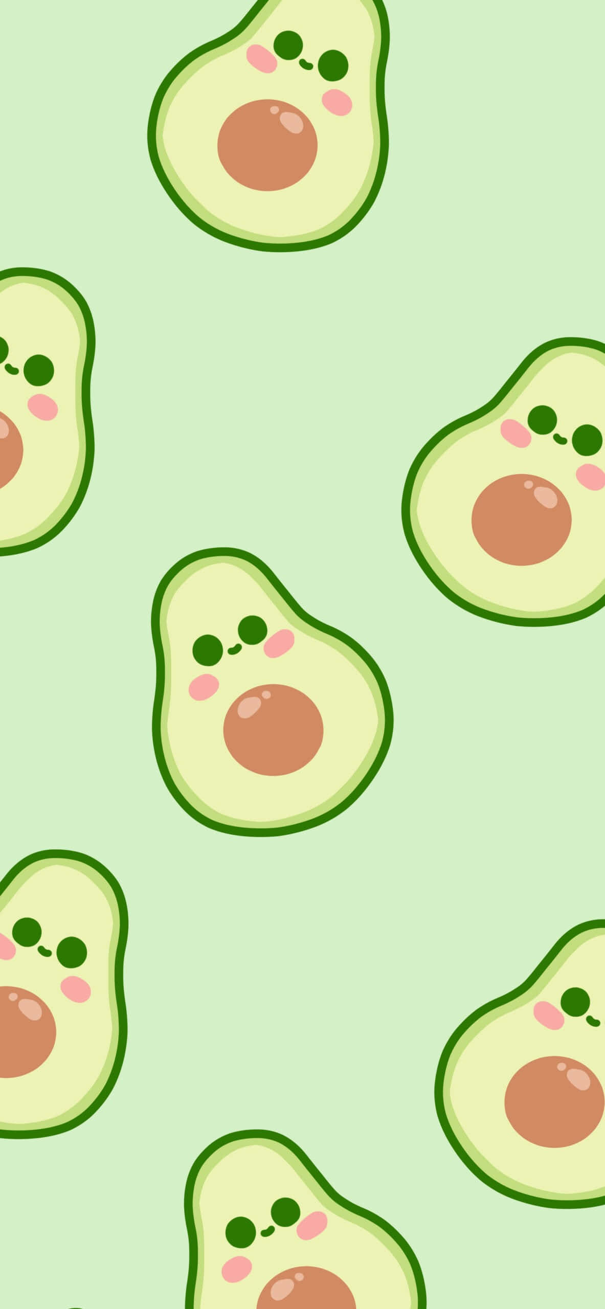 Cute Avocado, cartoon avocado slices, rosy cheeks, 2K Phone Wallpaper