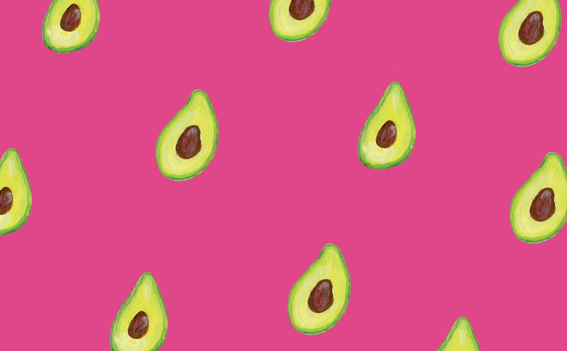 pink avocado fruit patterns, vibrant green, brown, HD Desktop Wallpaper