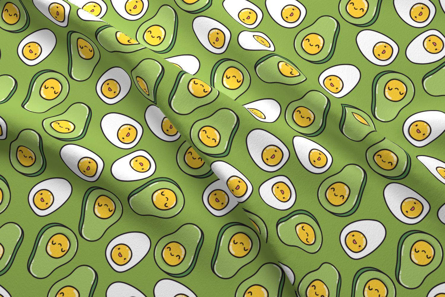 avocado halves, boiled eggs, green background, HD Desktop Wallpaper