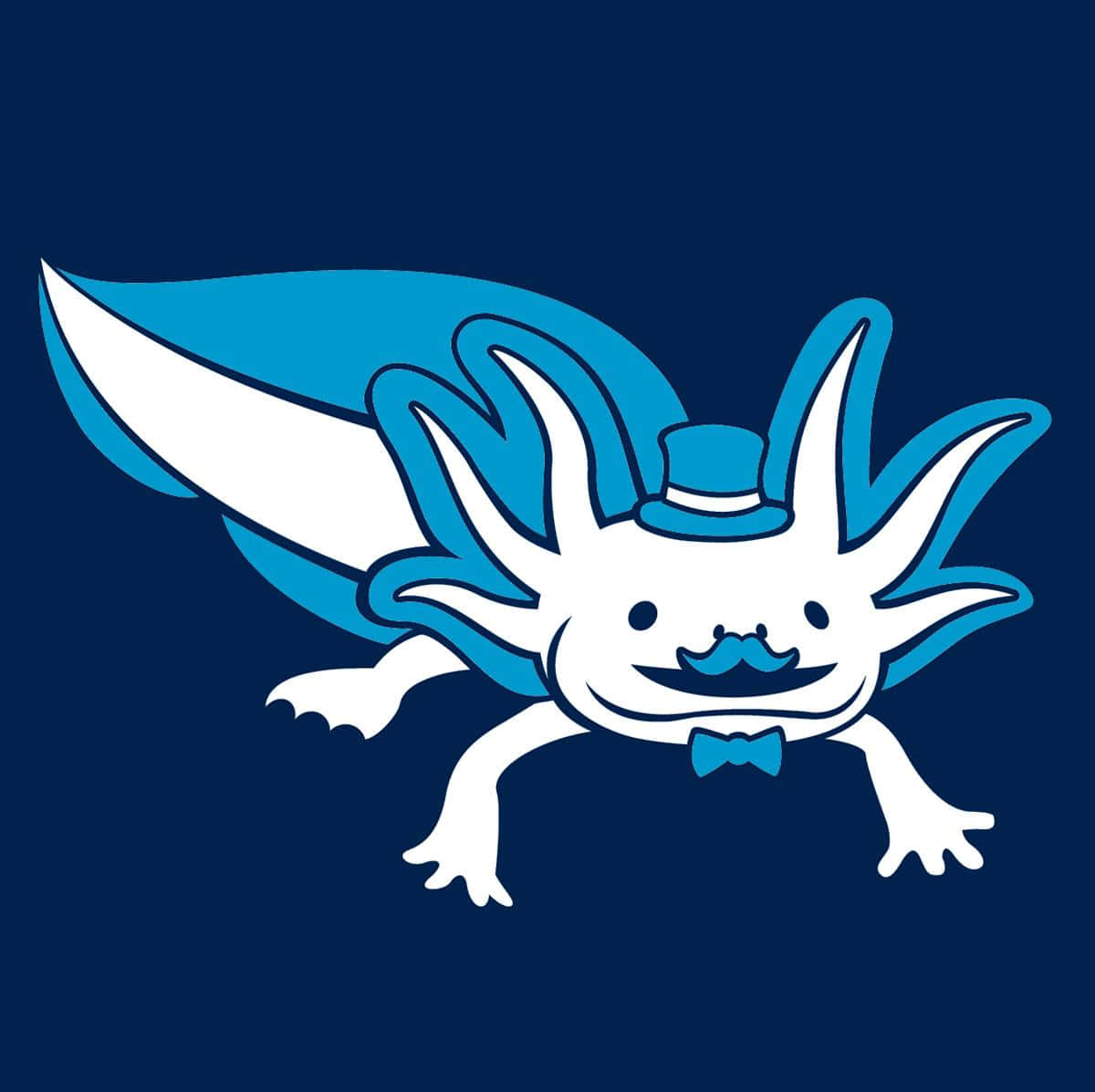 blue themed, cute axolotl, top hat, SD Desktop Wallpaper