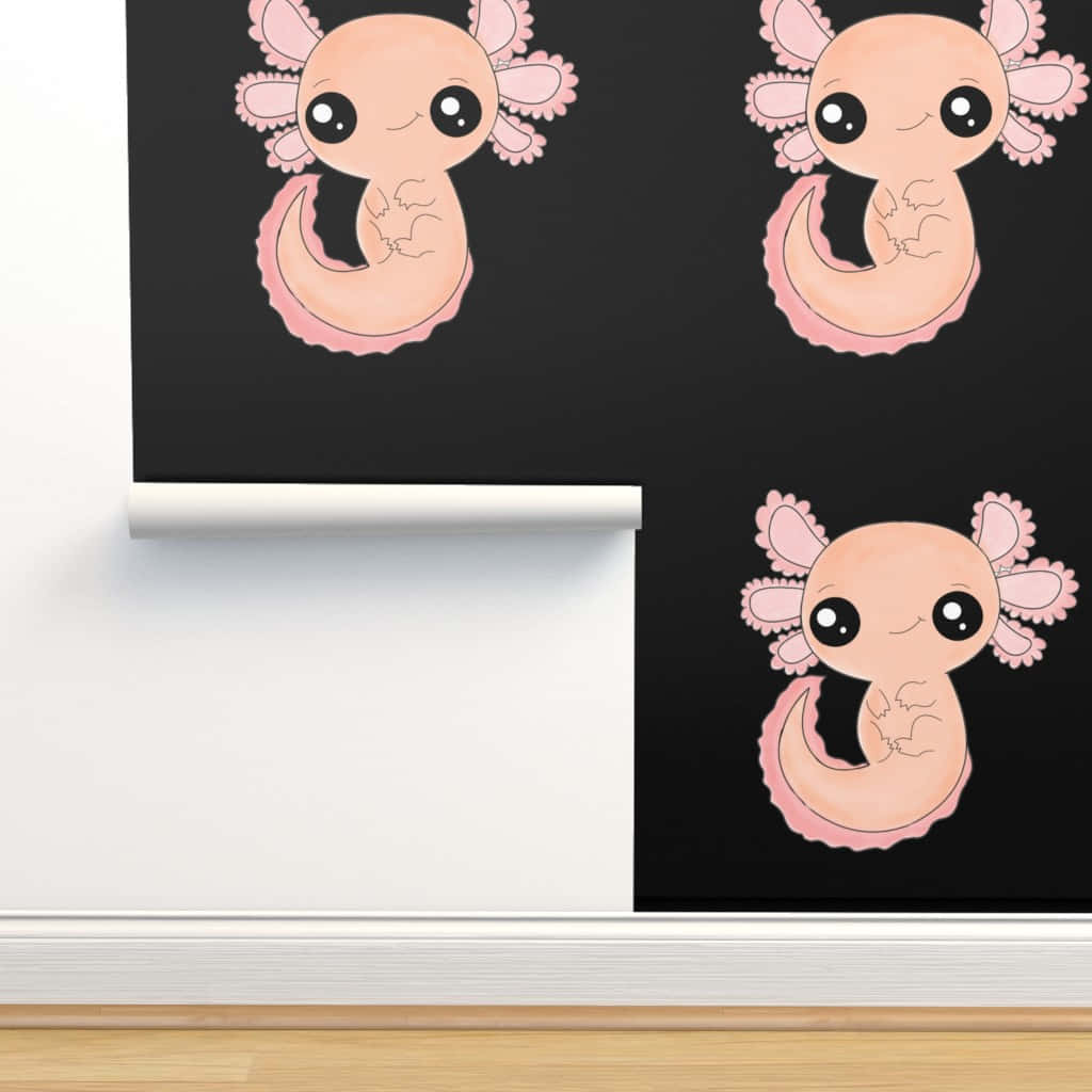 cute axolotl, pink cartoon axolotls, big eyes, SD Desktop Wallpaper