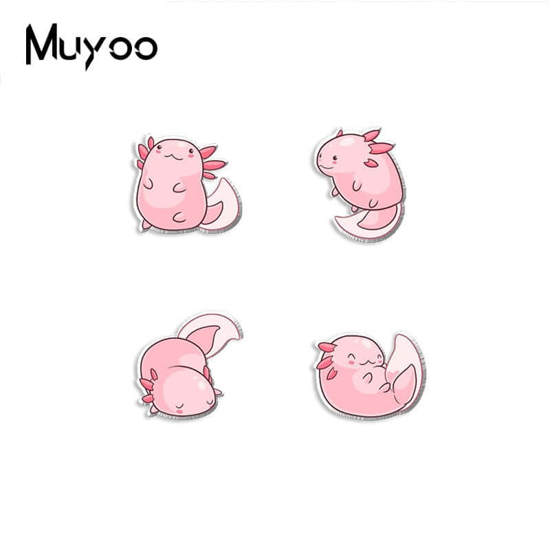 minimalist, cute axolotl, pink axolotl, SD Desktop Wallpaper