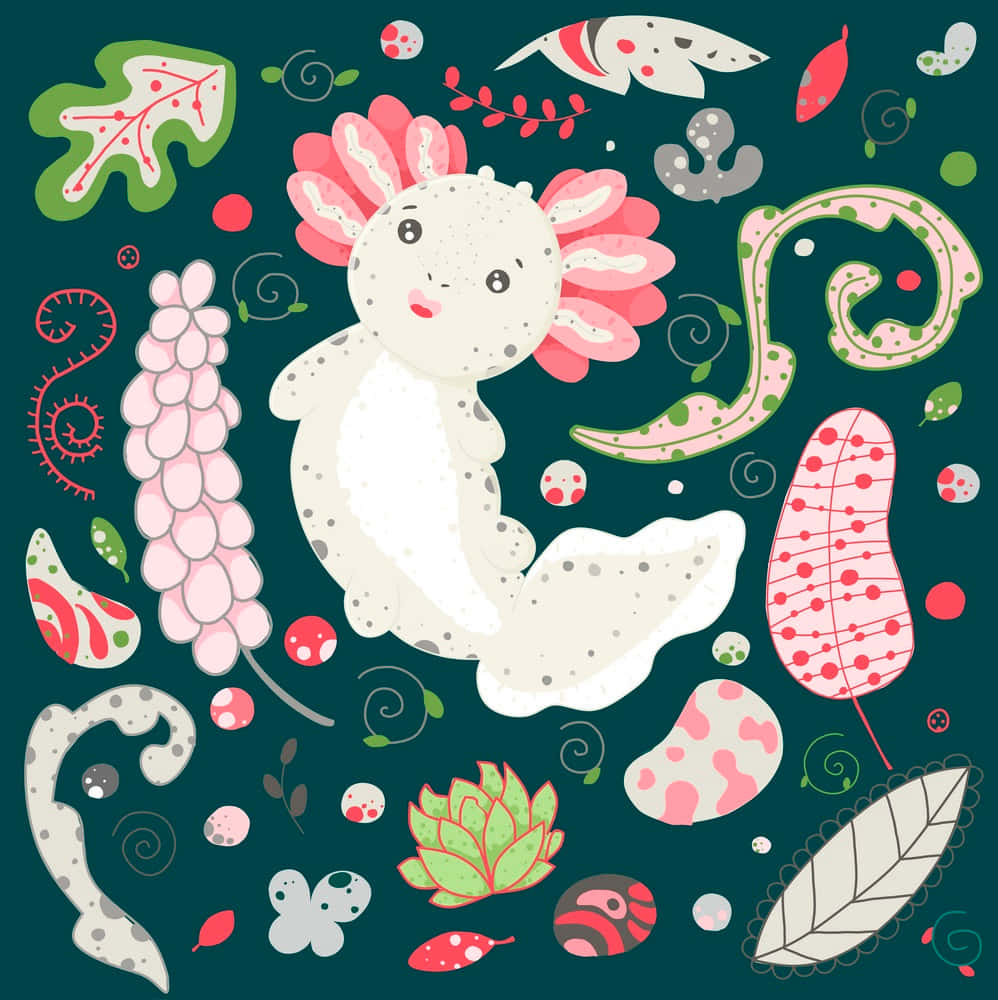 cute axolotl, white axolotl, pink gills, SD Phone Wallpaper