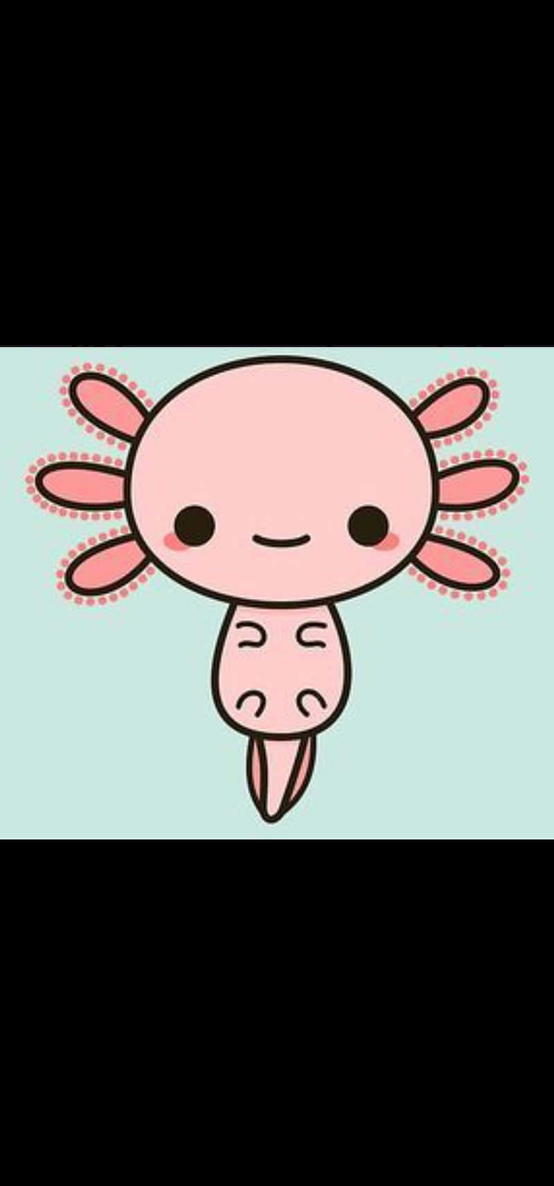pink cute axolotl, cartoon axolotl, smiling face, HD Phone Wallpaper