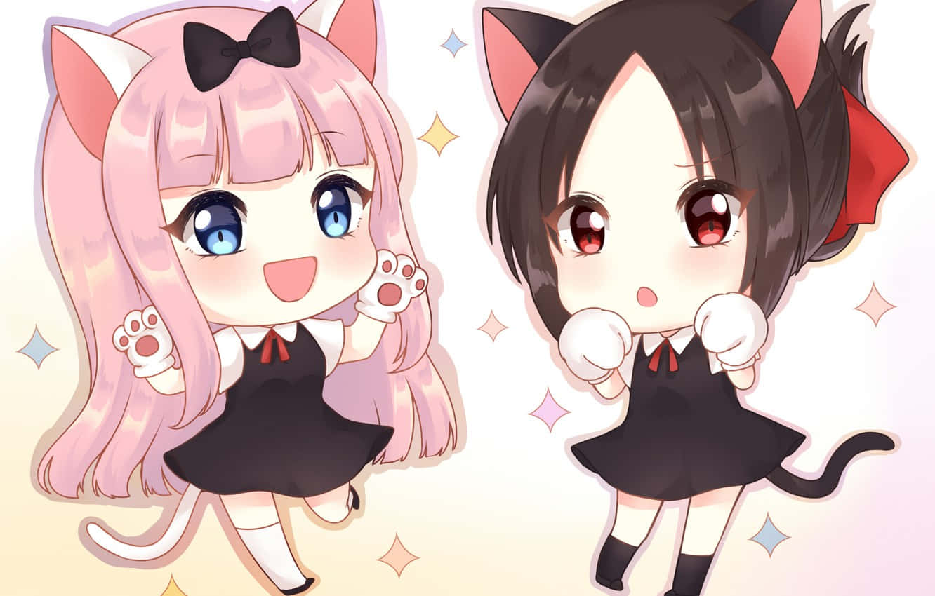 baby anime character, chibi anime girls, cat ears, HD Desktop Wallpaper