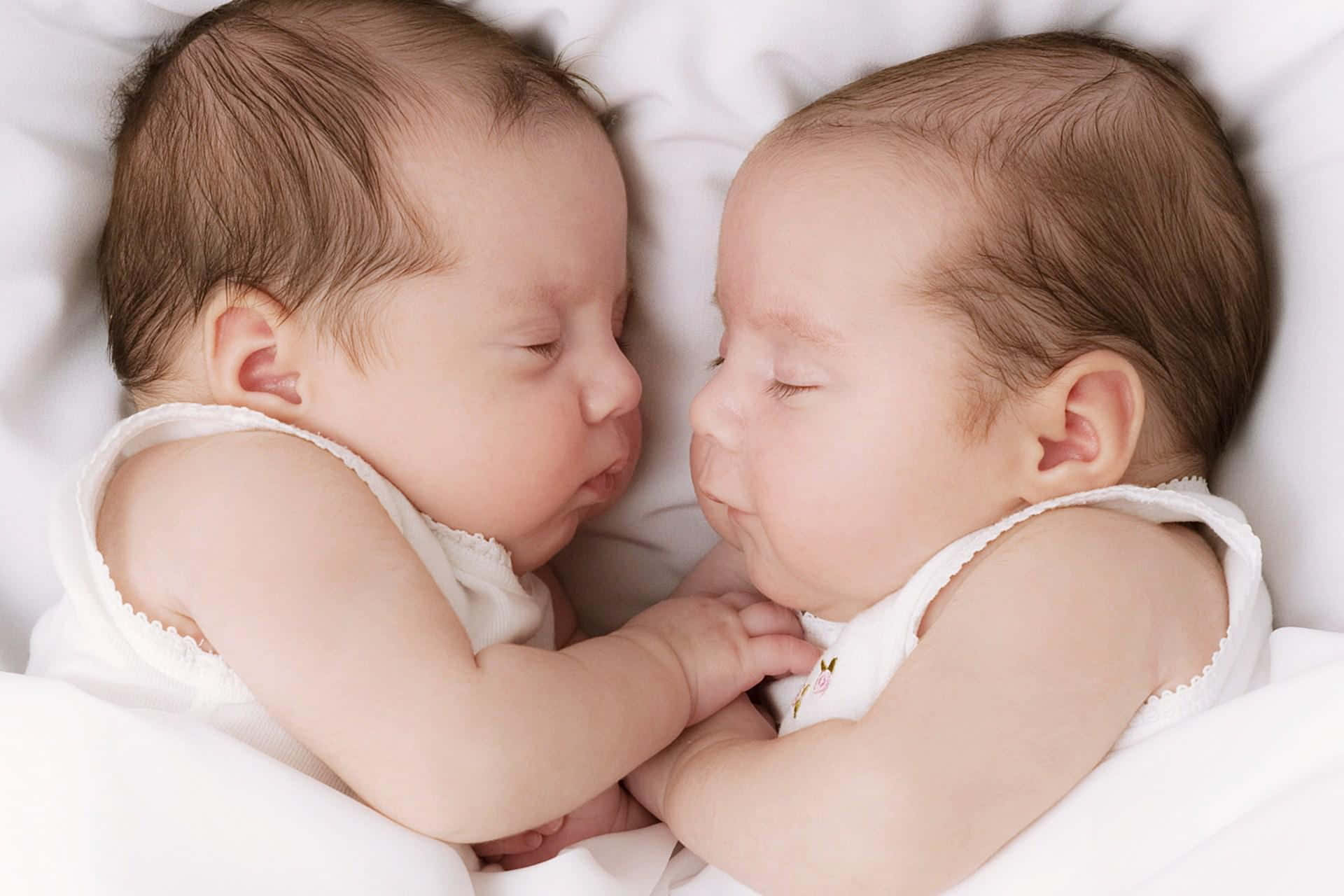 newborn twins, white, soft bedding, Full HD Desktop Wallpaper