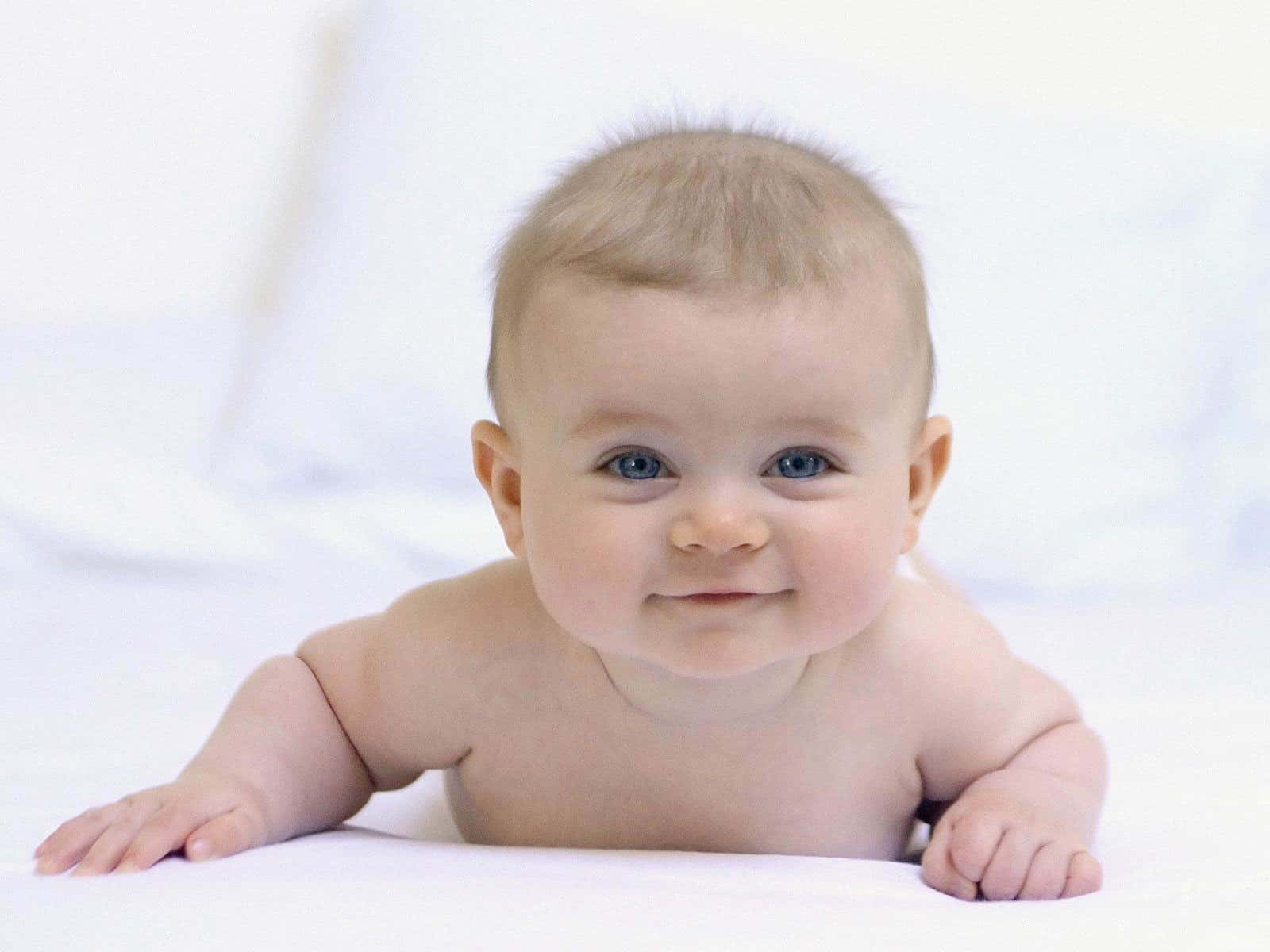 baby, bright blue eyes, white surface, HD Desktop Wallpaper