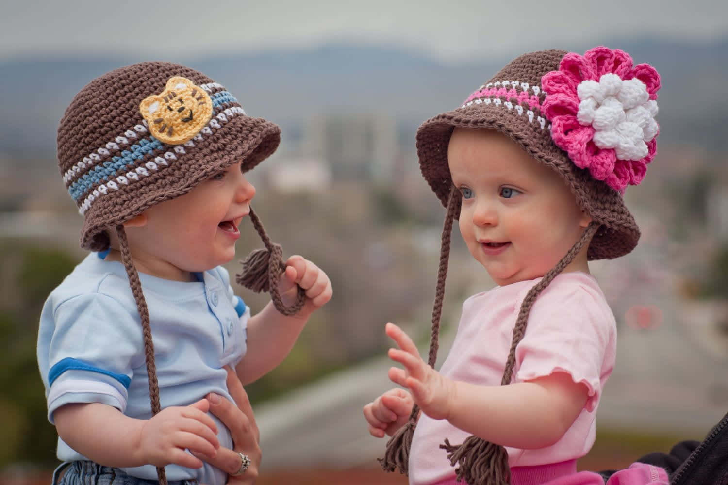 cute babies, 1500 x 1000 wallpaper, crocheted hats, HD Desktop Wallpaper