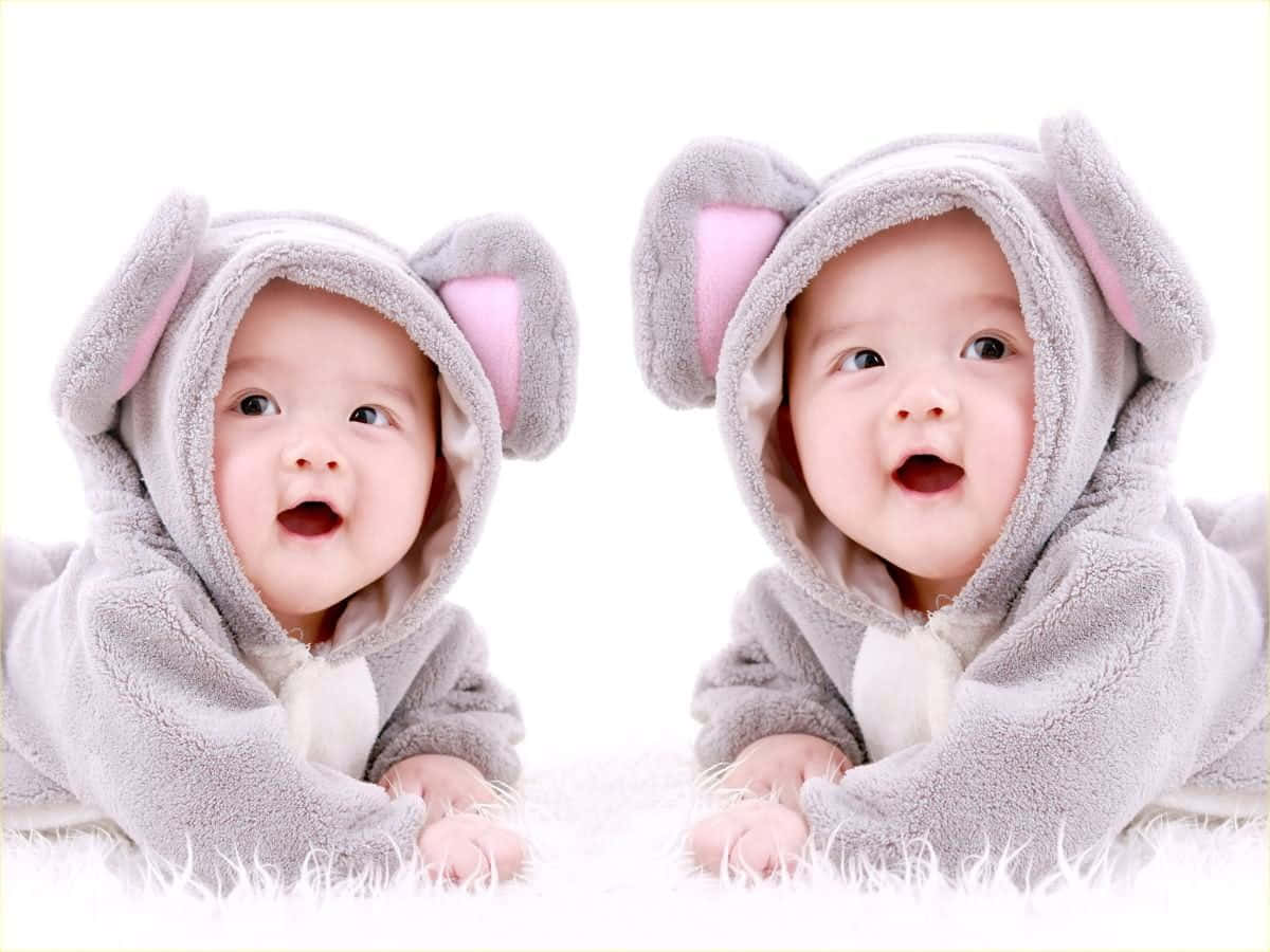 bunny hat, gray elephant onesies, pink ears, SD Desktop Wallpaper