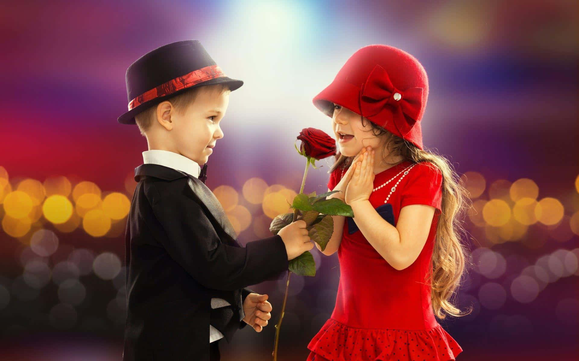 black tuxedo, red rose, red dress, Full HD Desktop Wallpaper