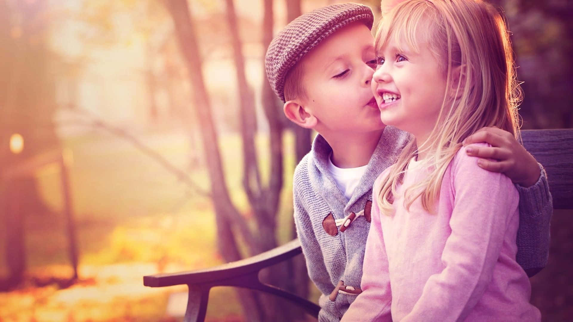 cute baby couple, young boy, smiling girl, Full HD Desktop Wallpaper