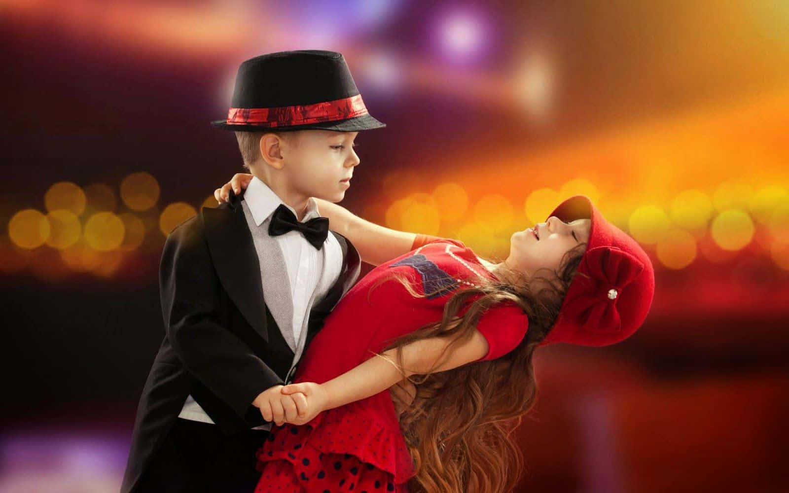 tuxedo, hat, red dress, HD Desktop Wallpaper