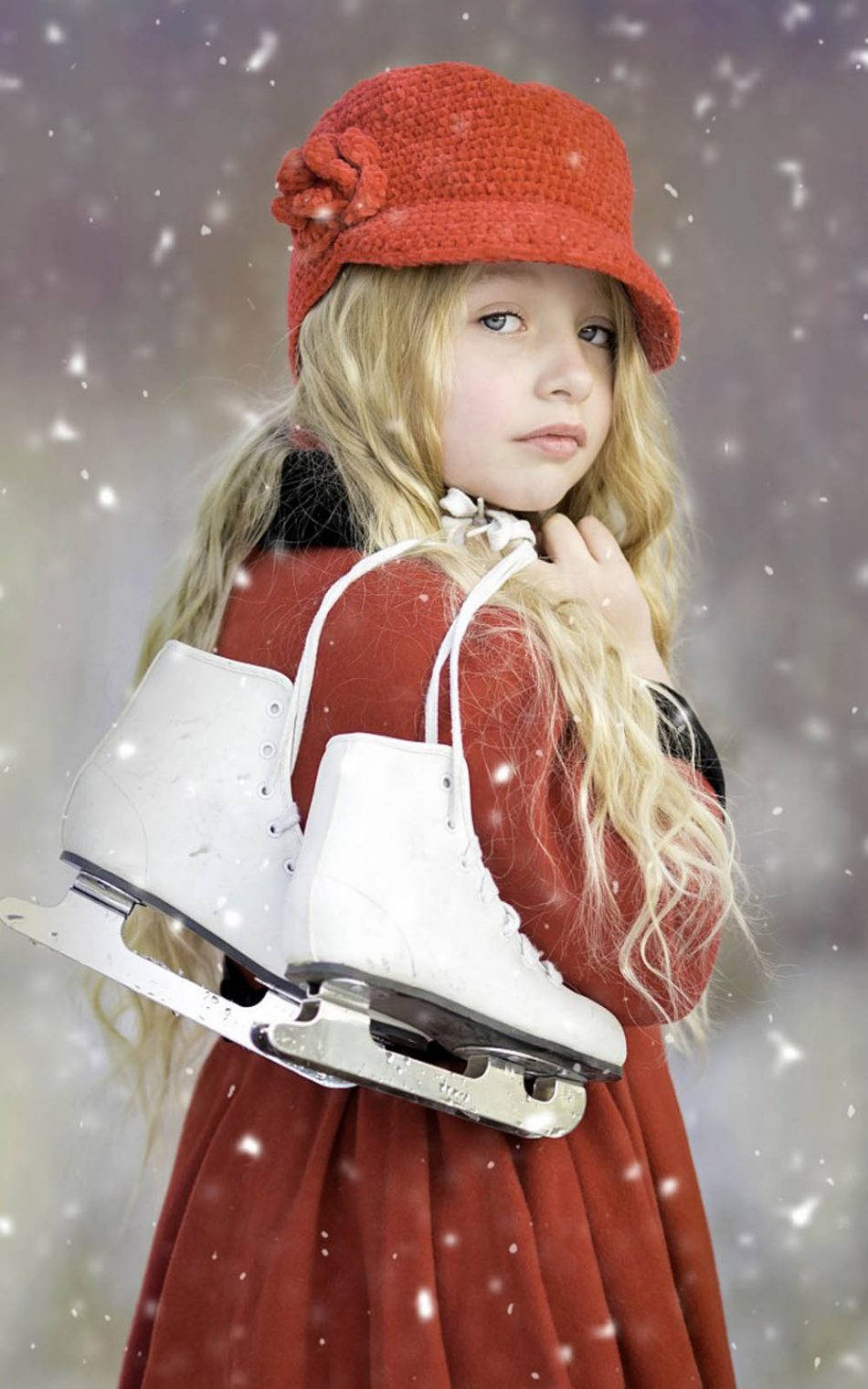 cute baby girl, red dress, hat, HD Phone Wallpaper