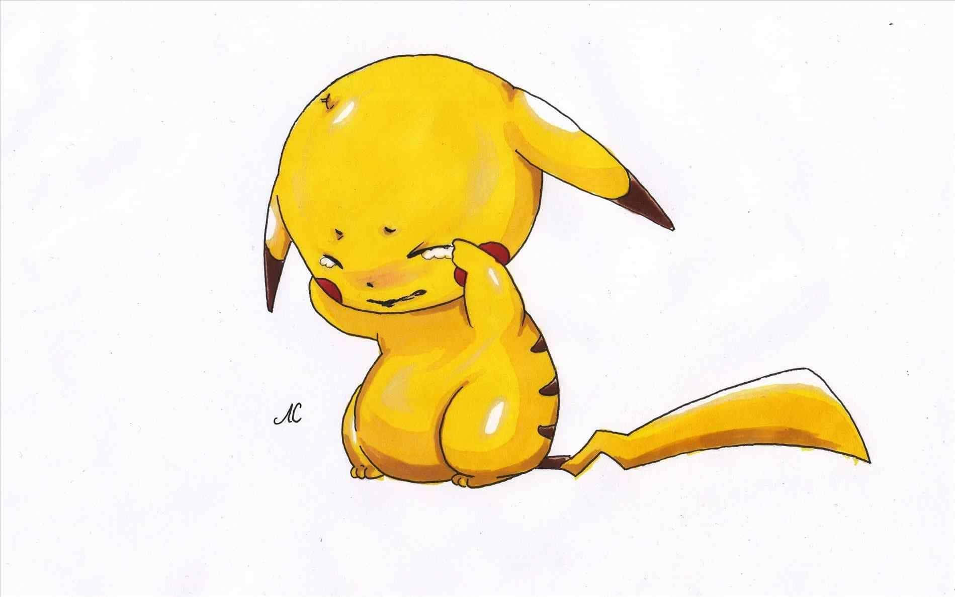 Baby Pikachu, yellow, paw covering its face, HD Desktop Wallpaper