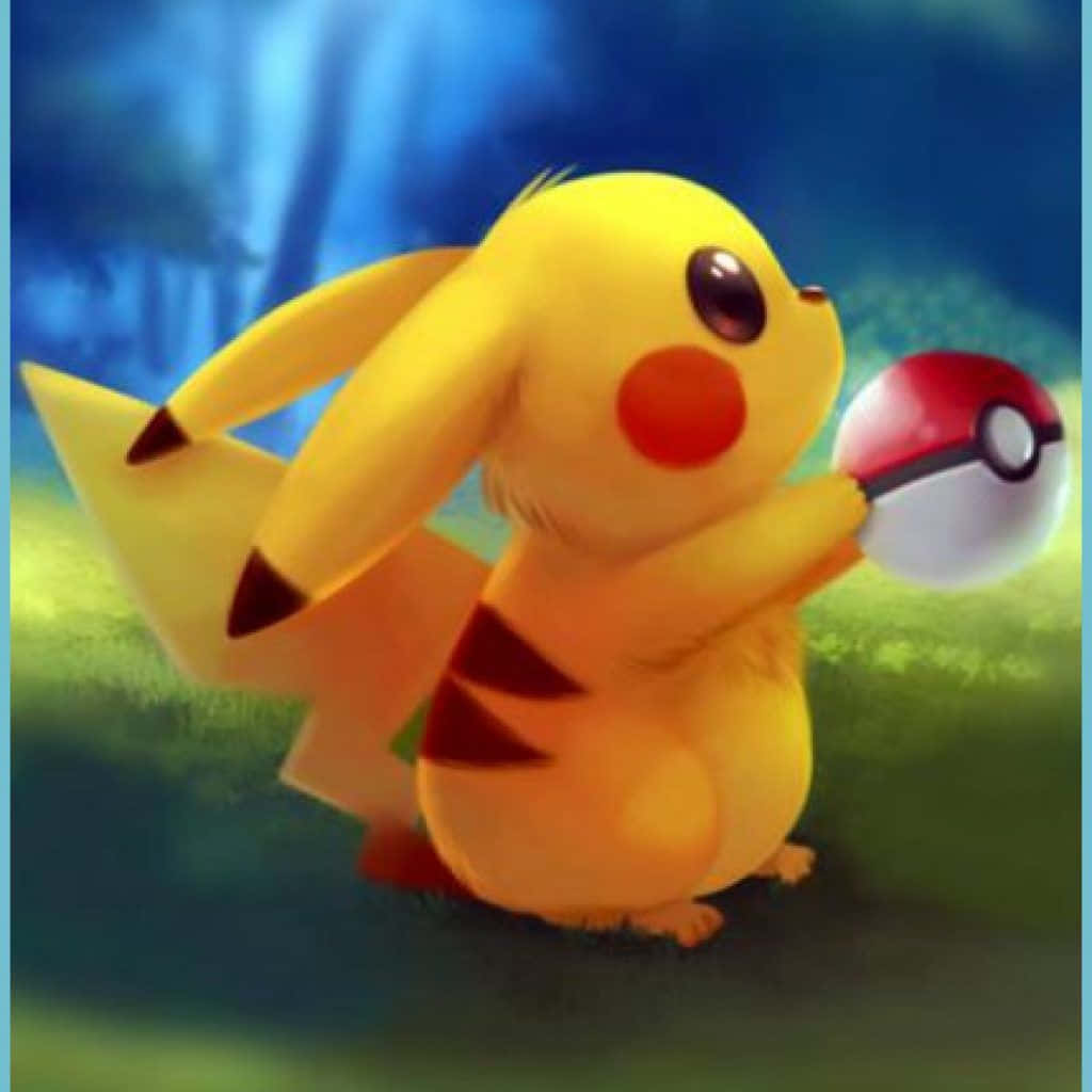 Cute Baby Pikachu, yellow Pikachu, red and white Poké Ball, SD Desktop Wallpaper