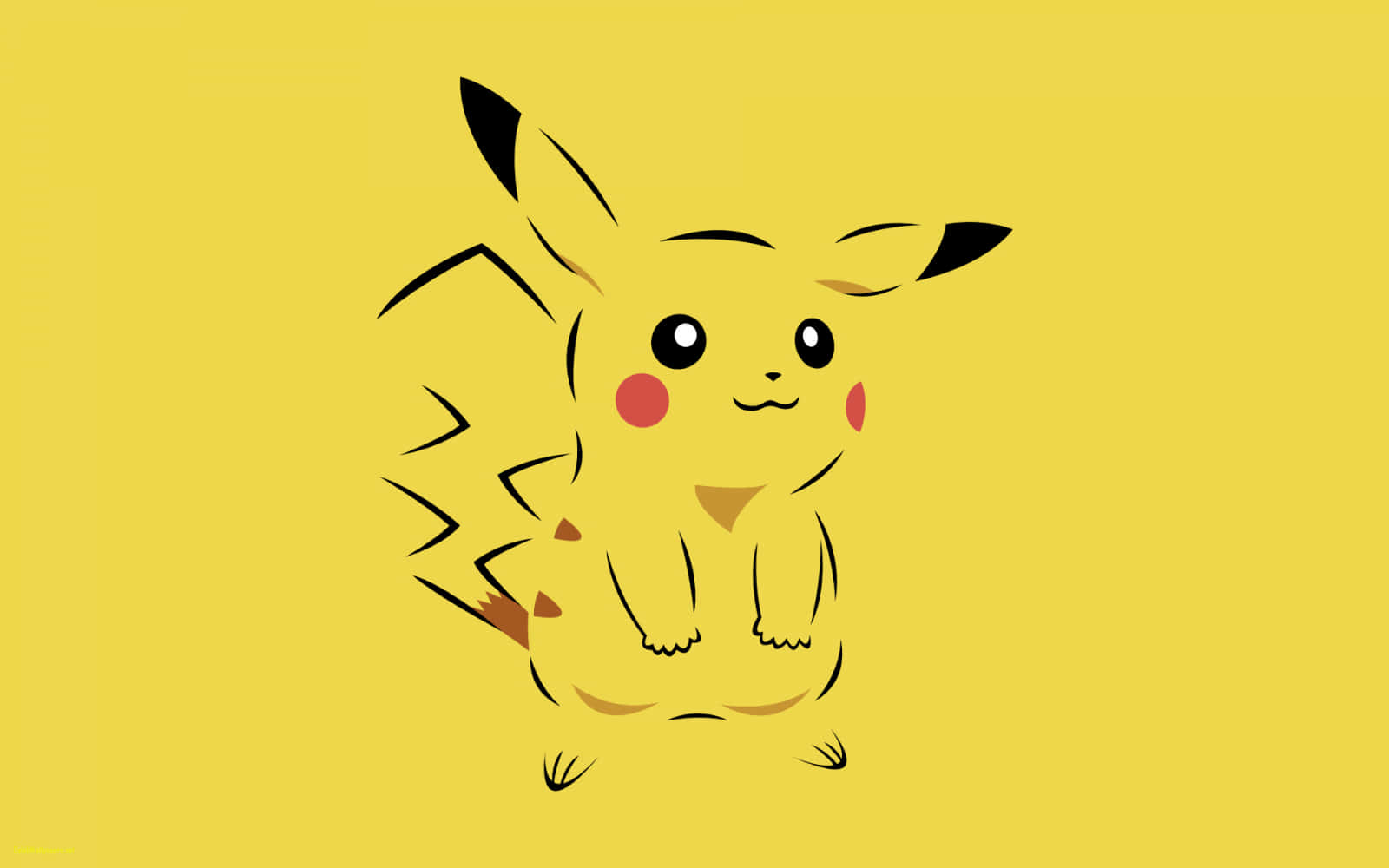 cute baby pikachu, minimalist line-art Pikachu, red cheeks, HD Desktop Wallpaper