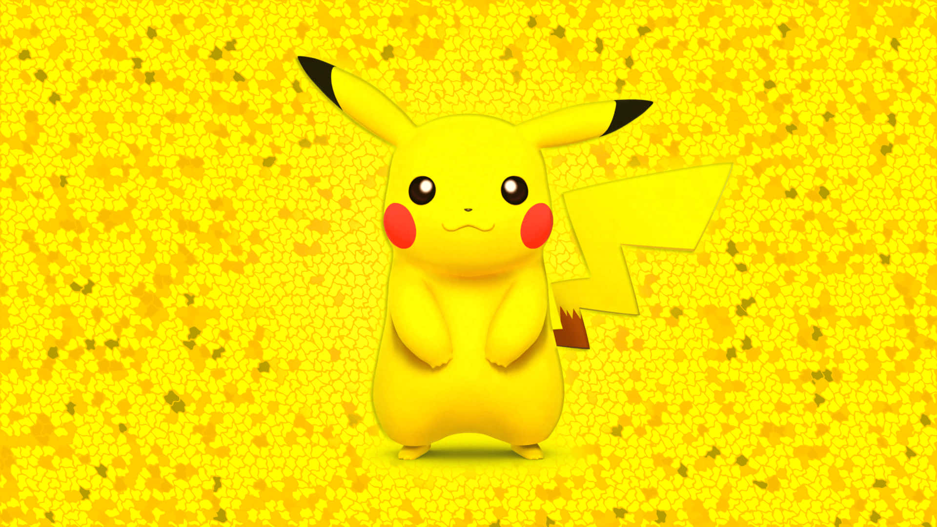 Cute Baby Pikachu, yellow, vibrant yellow mosaic background, Full HD Desktop Wallpaper