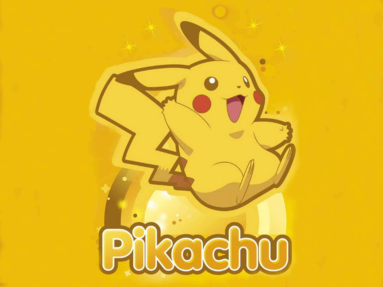 Cute Baby Pikachu, Pikachu, bright yellow background, HD Desktop Wallpaper