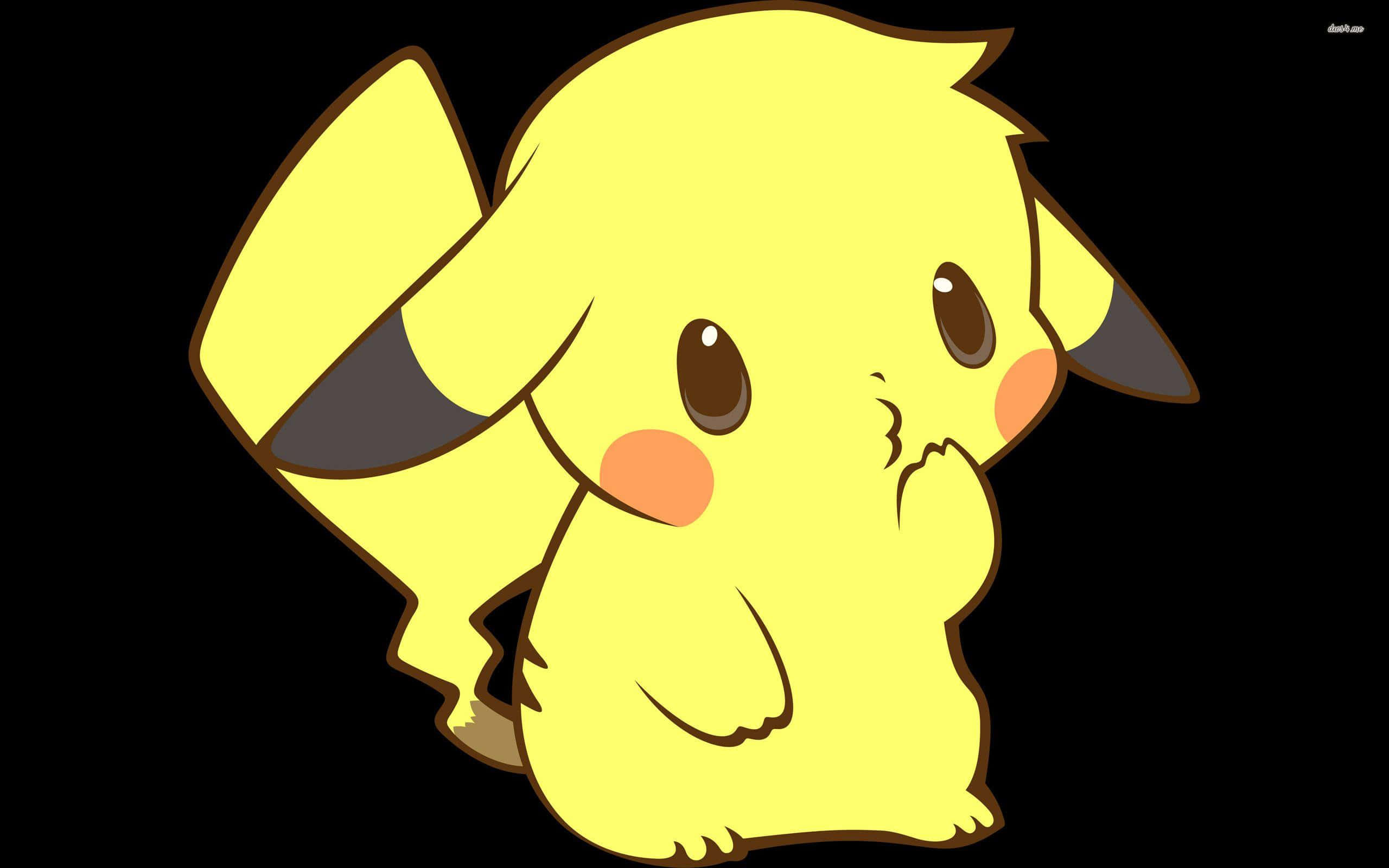 Cute Baby Pikachu, yellow Pikachu, red cheeks, 2K Desktop Wallpaper