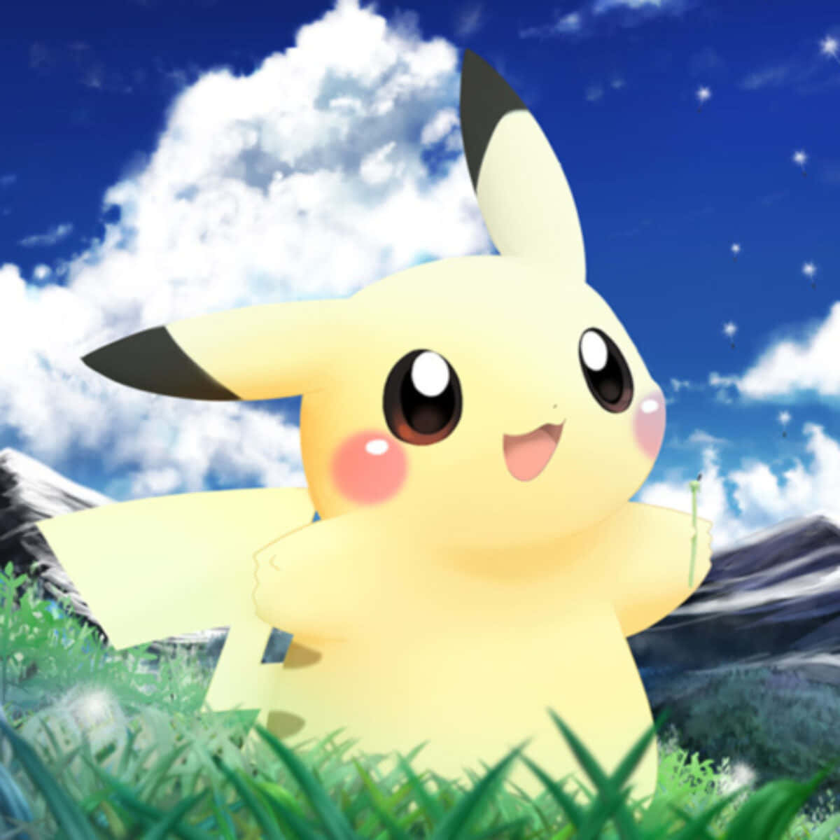 Pikachu, yellow, vibrant green grass, SD Desktop Wallpaper