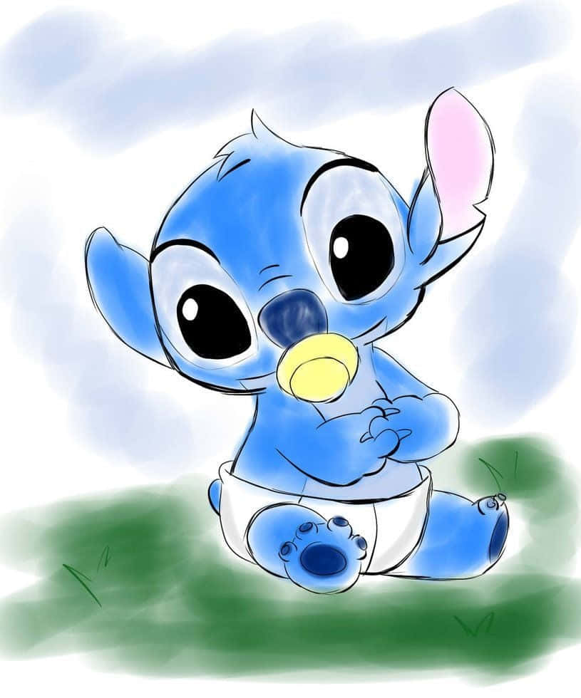 Cute Baby Stitch, blue alien baby, big eyes, SD Phone Wallpaper