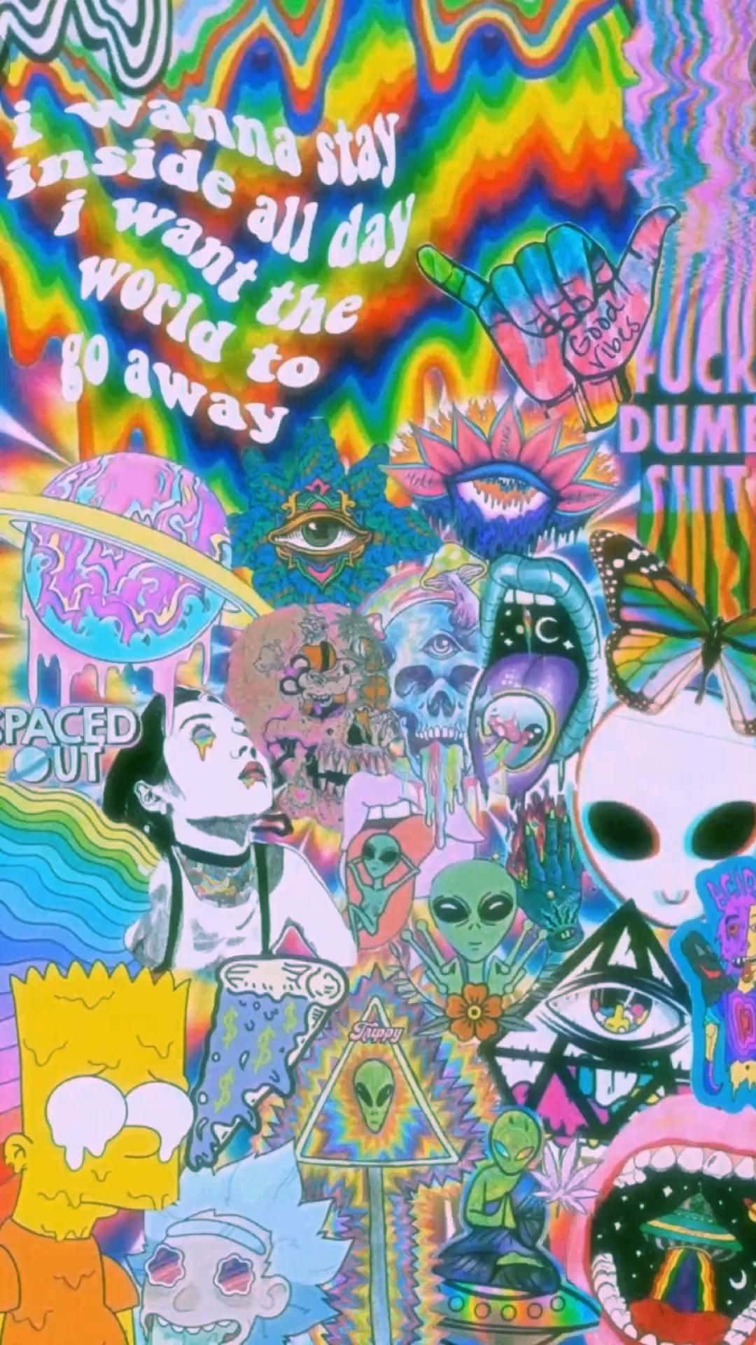 Trippy Aesthetic Baddie, psychedelic collage, aliens, Full HD Phone Wallpaper