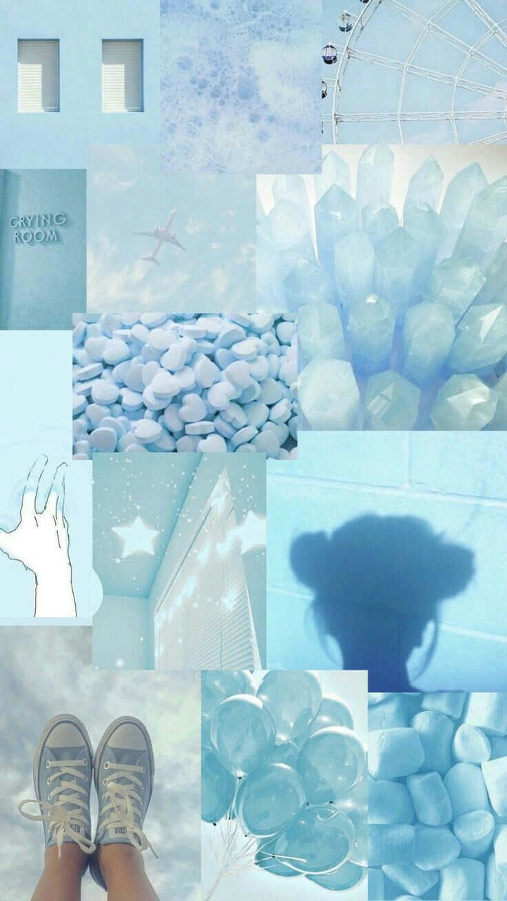 Light Blue Baddie Collage, blue-toned, crystals, HD Phone Wallpaper