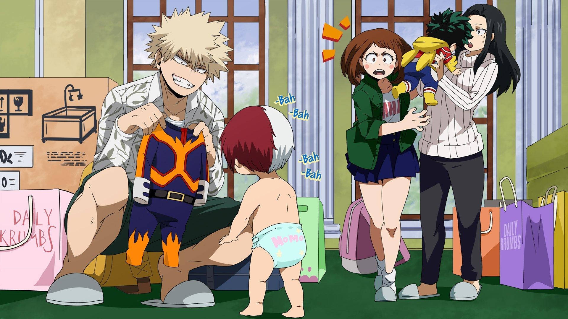 Cute Bakugo, spiky-haired man, toddler, Full HD Desktop Wallpaper