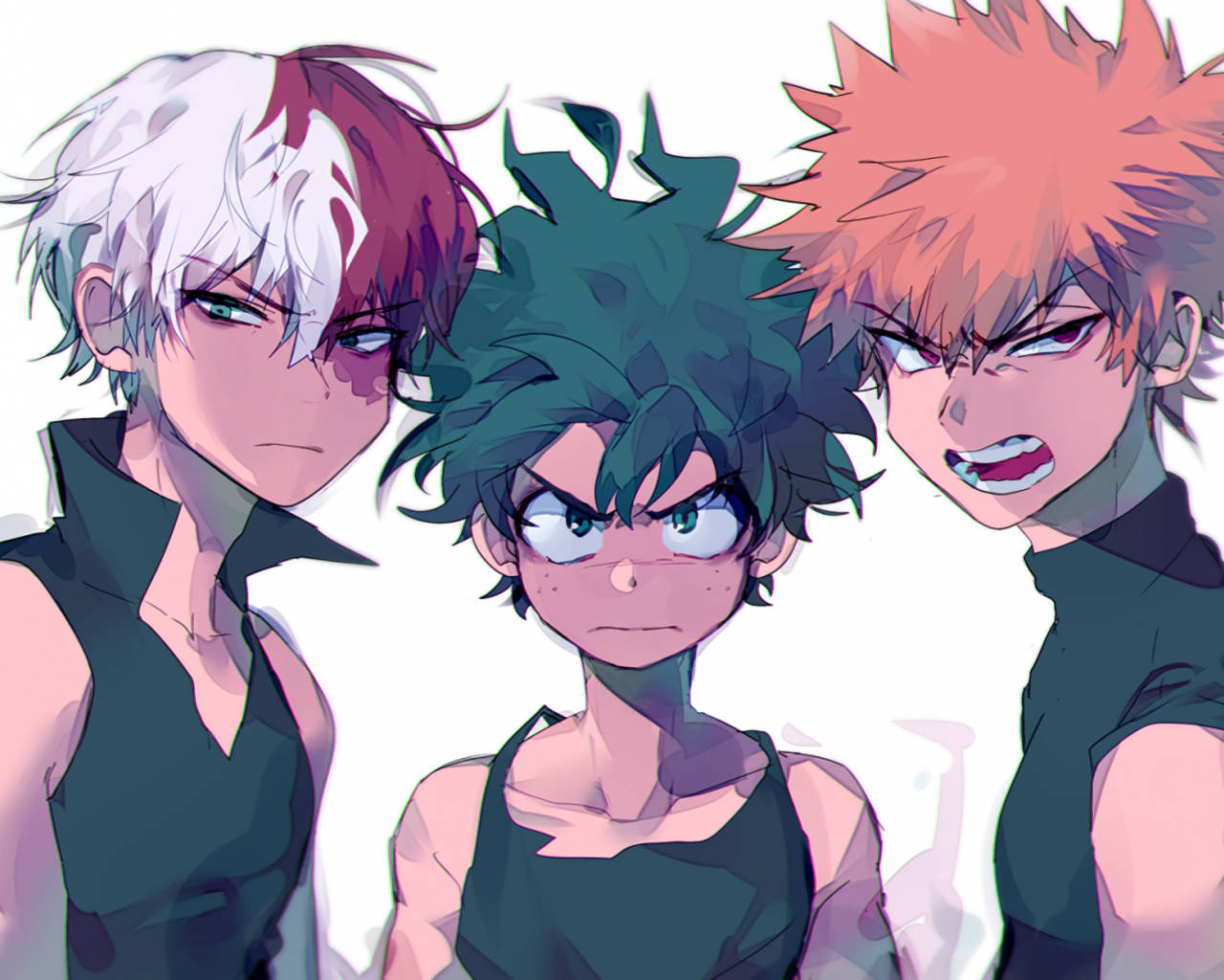 Cute Bakugo, black sleeveless, spiky hair, HD Desktop Wallpaper