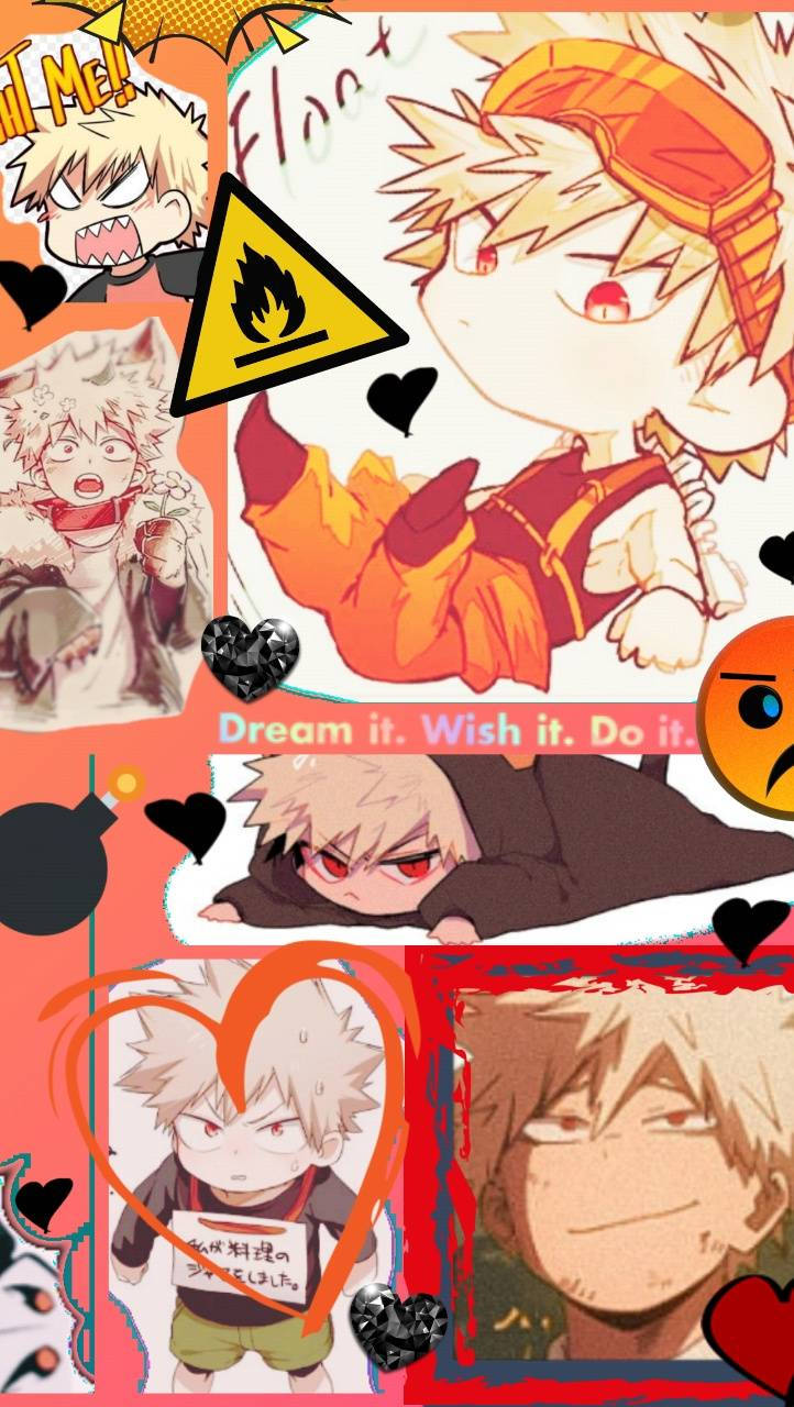 Cute Bakugo, chibi-style, blonde-haired, HD Phone Wallpaper