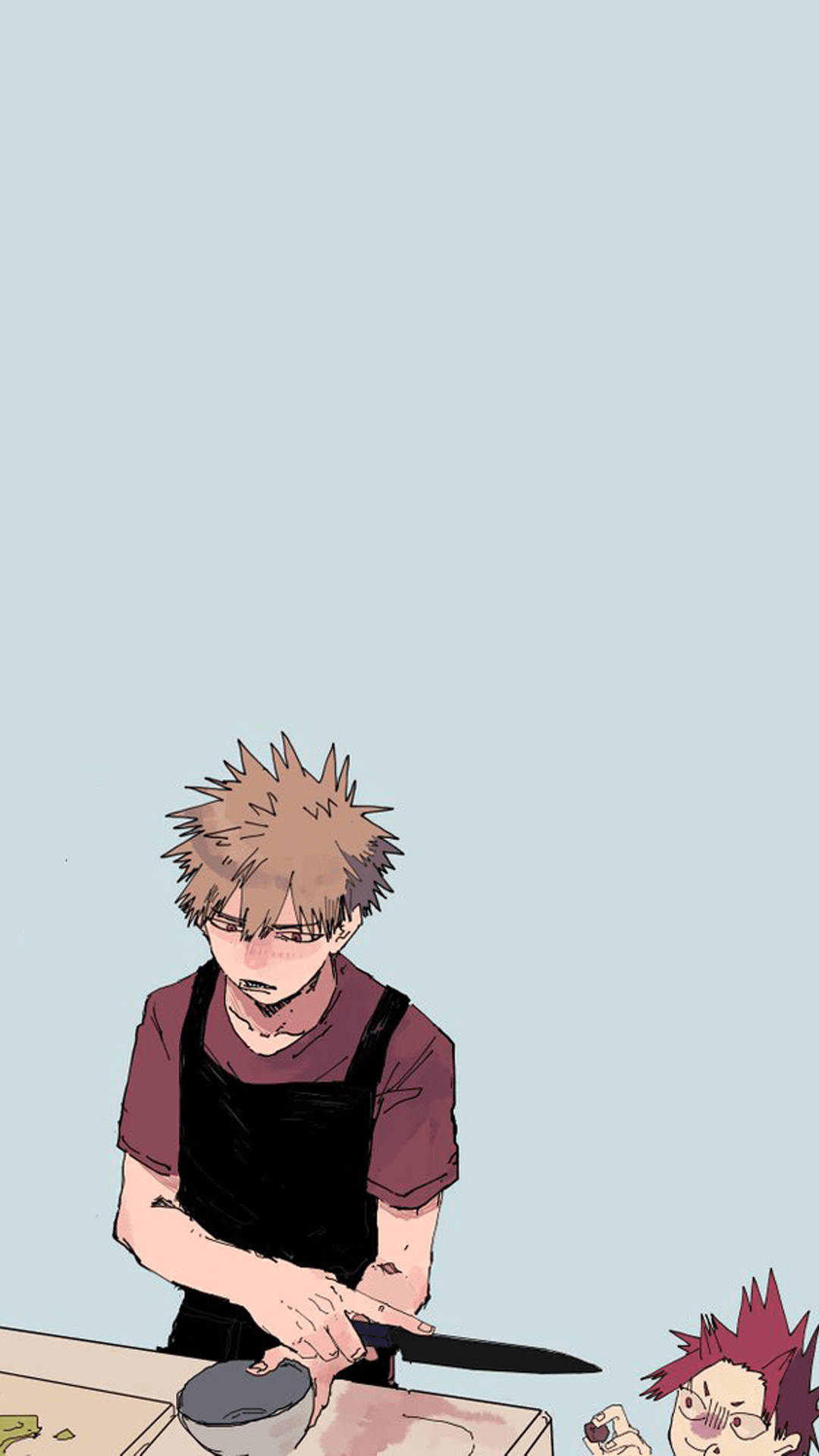 Cute Bakugo, spiky-haired anime boy, apron, Full HD Phone Wallpaper