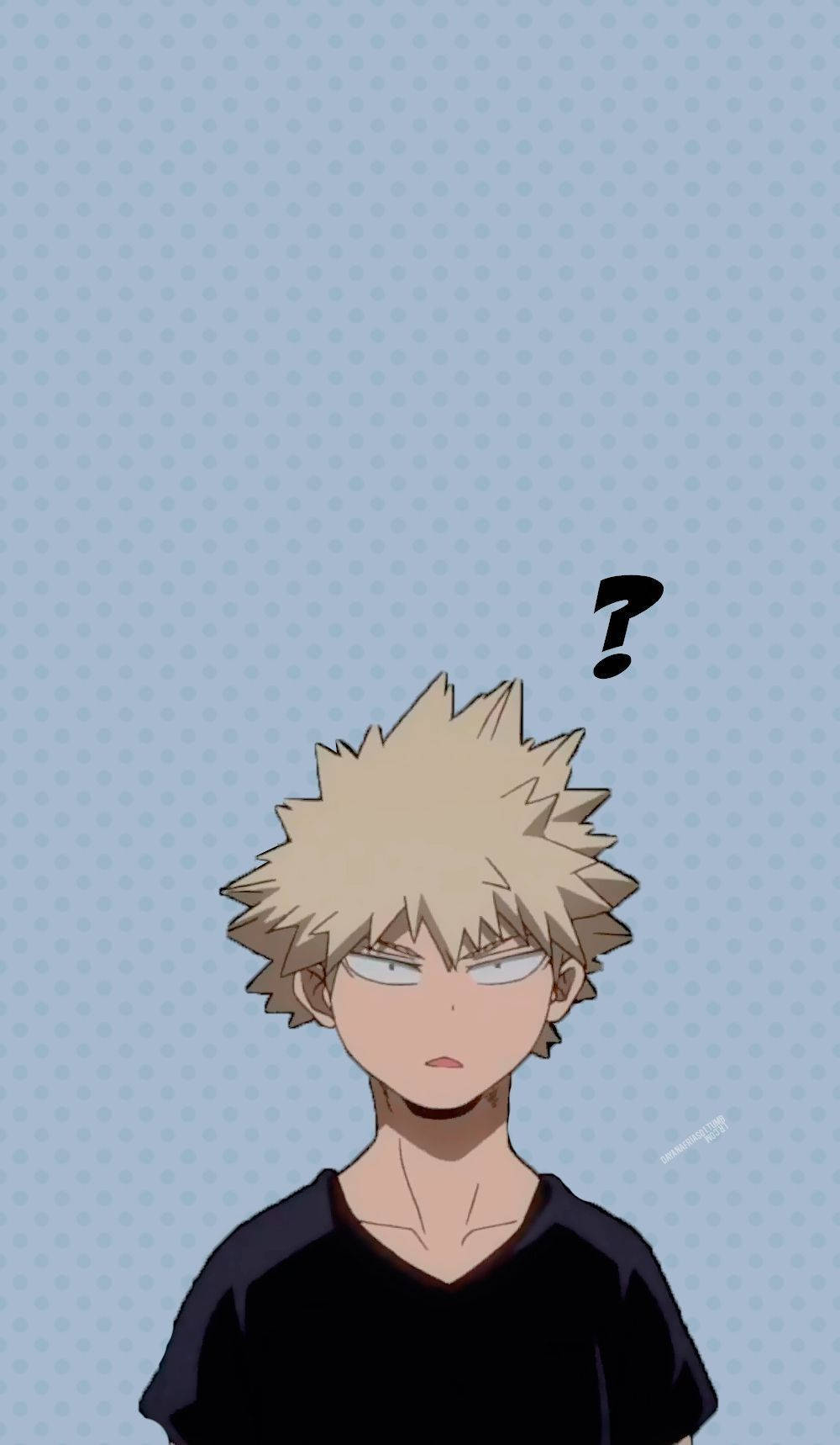 Cute Bakugo, spiky blonde hair, question mark, HD Phone Wallpaper