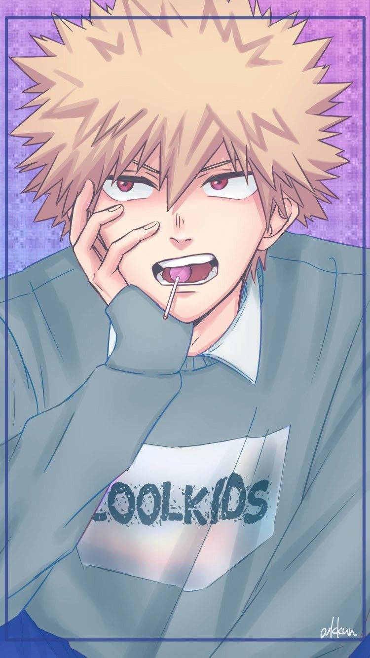 Cute Bakugo, spiky blonde hair, red eyes, HD Phone Wallpaper