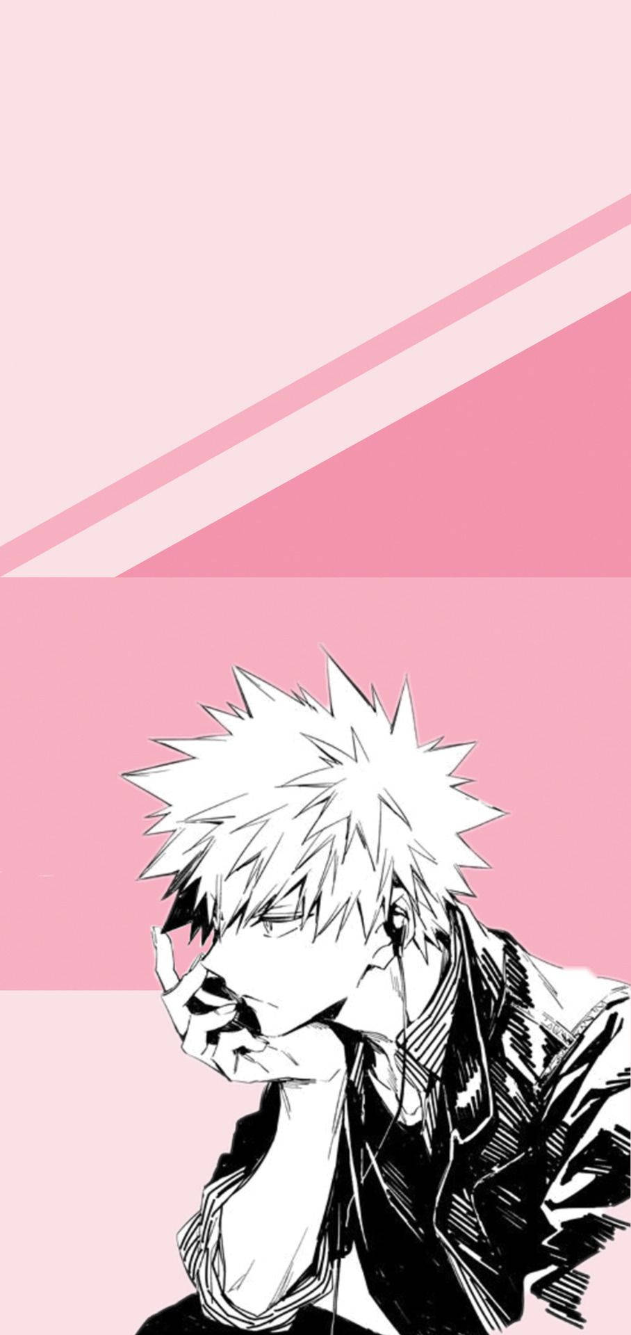 Cute Bakugo, spiky hair, black and white anime character, Full HD Phone Wallpaper