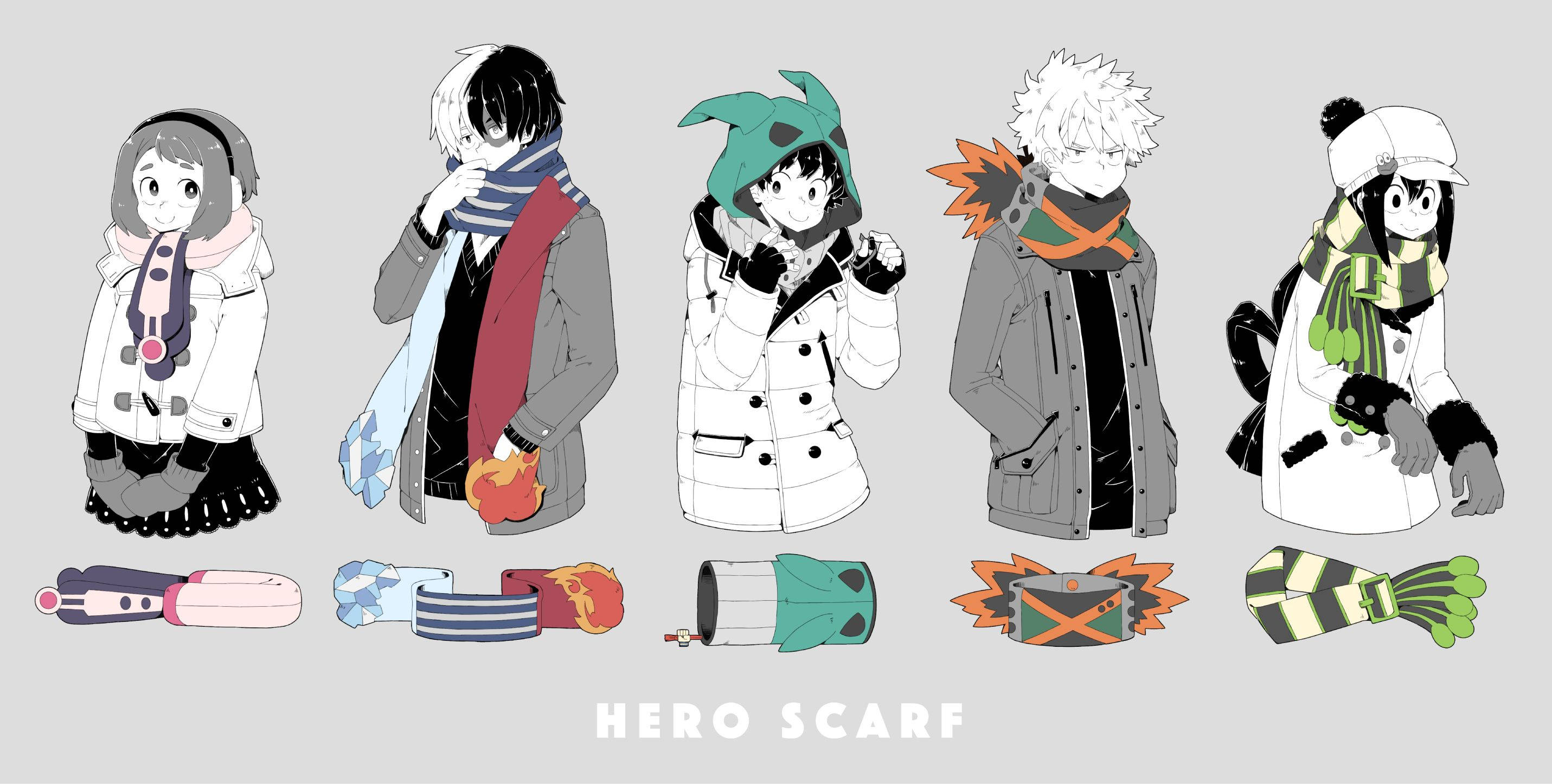Cute Bakugo, hero scarf, anime characters, 2K Desktop Wallpaper