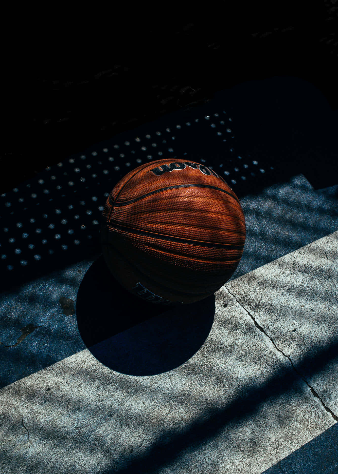 basketball, orange, cracked concrete, Full HD Phone Wallpaper