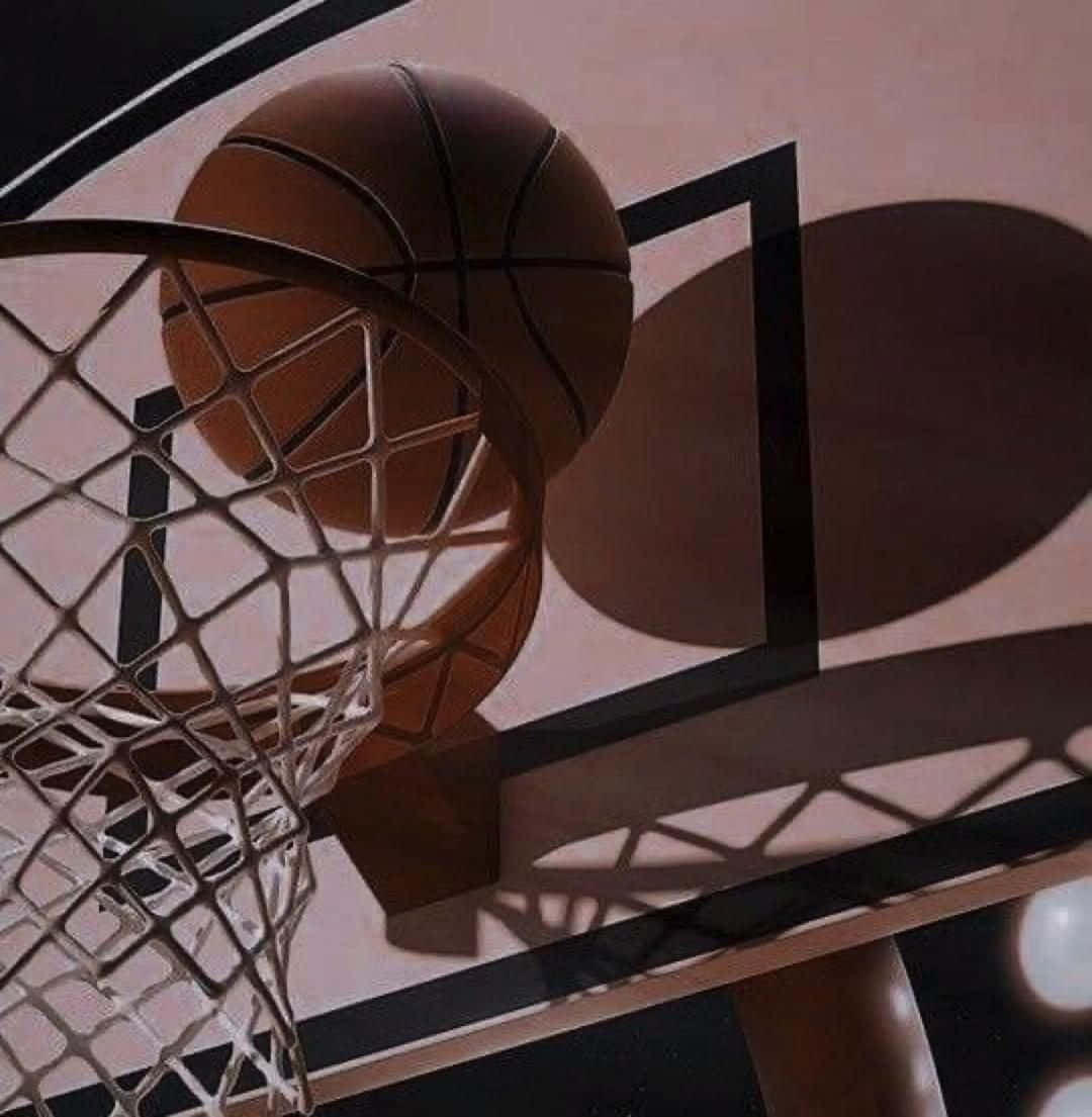basketball, hoop, peach-toned backboard, SD Phone Wallpaper
