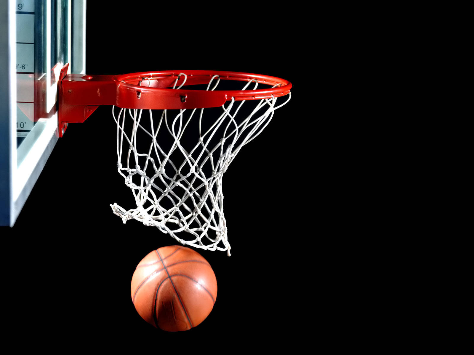 basketball, red hoop, black background, HD Desktop Wallpaper