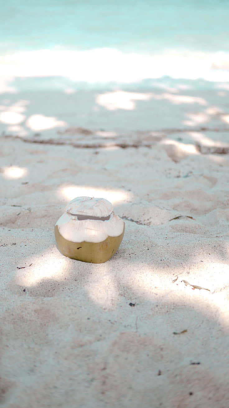 cute beach iphone, coconut, white sand, HD Phone Wallpaper