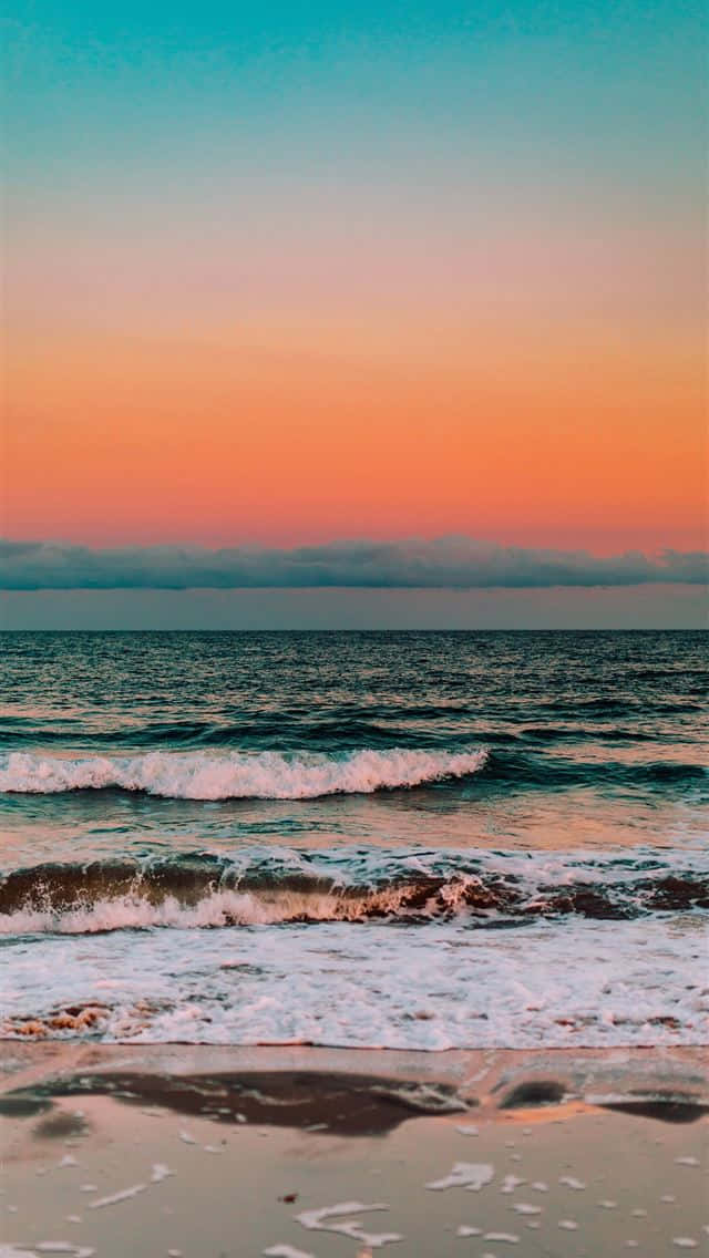iPhone, sand beach, ocean waves, SD Phone Wallpaper