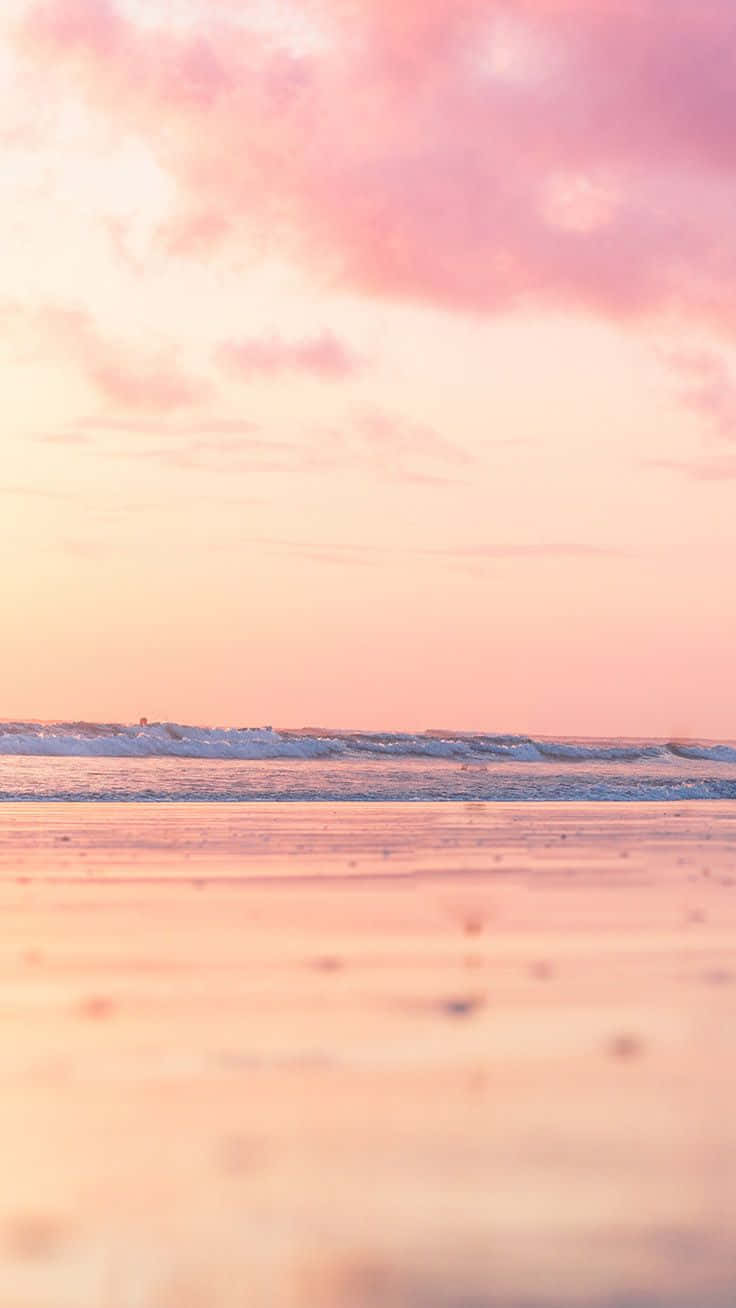 sunset, pink clouds, wet sand, HD Phone Wallpaper