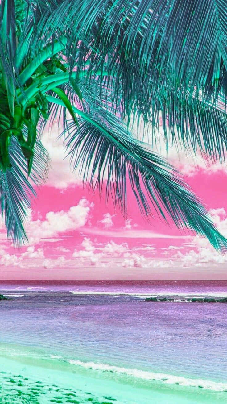 iPhone 6, vibrant pink sky, turquoise ocean, HD Phone Wallpaper