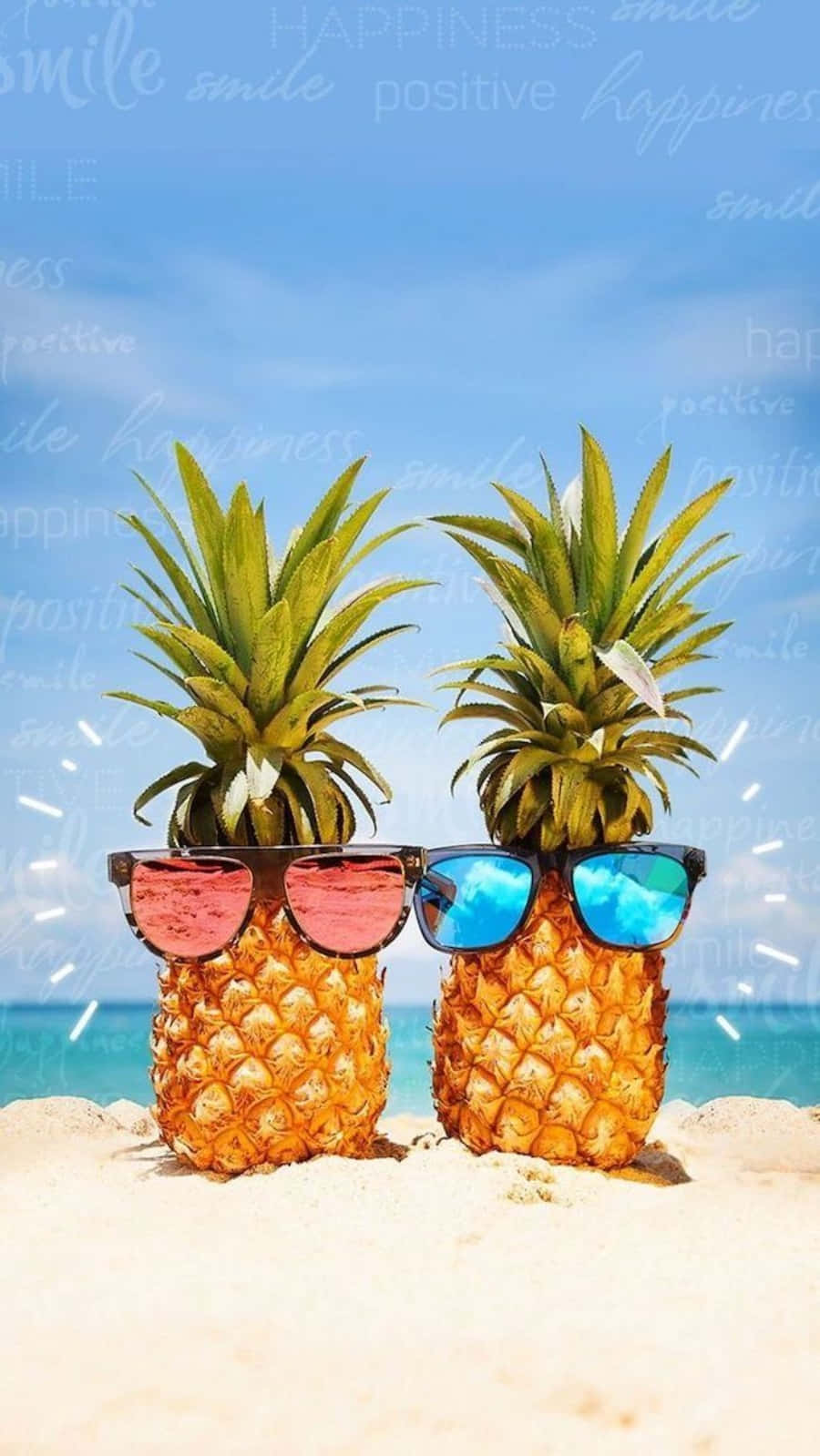 two pineapples, sunglasses, sunny beach, HD Phone Wallpaper