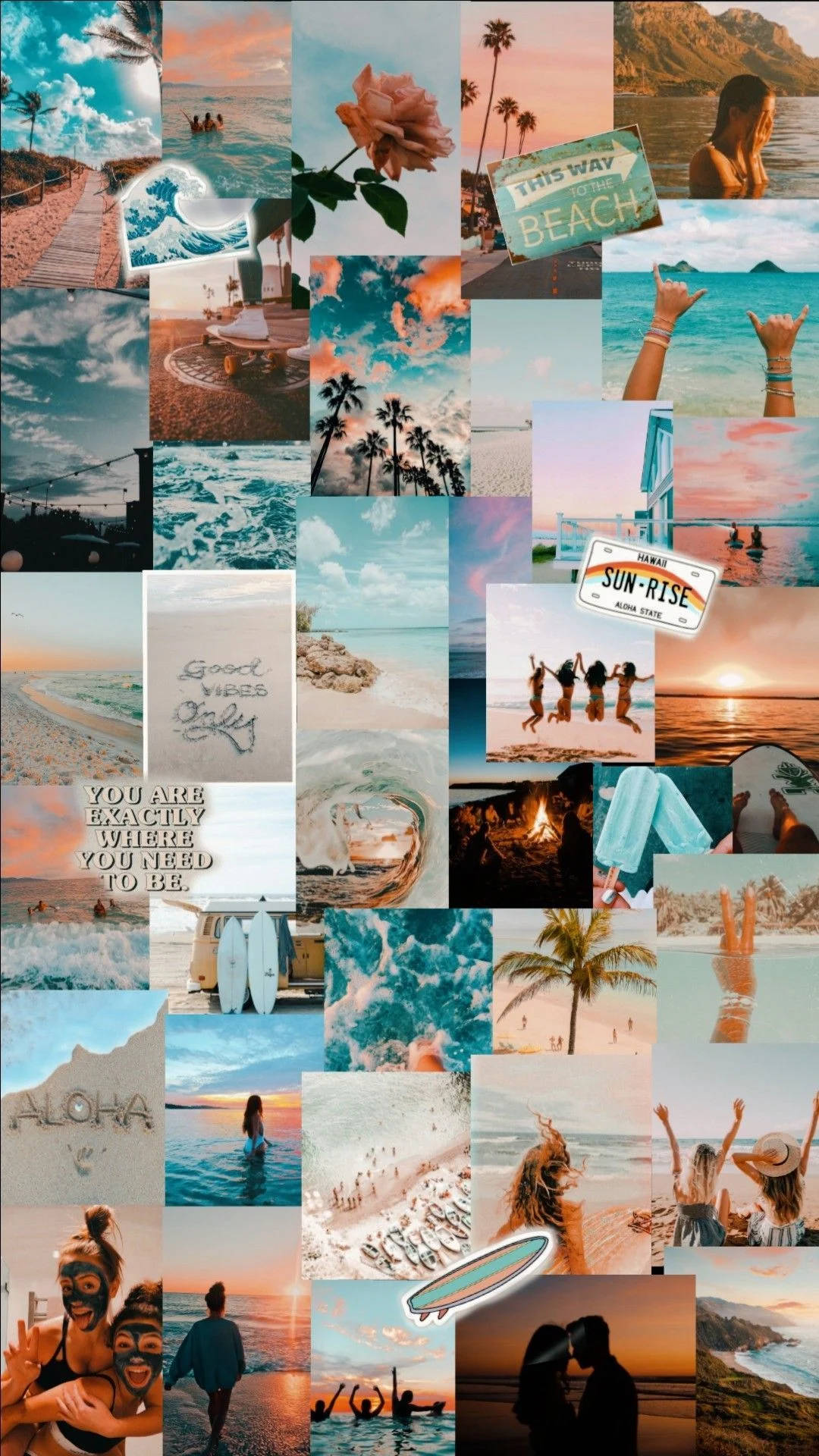 sunsets, palm trees, ocean waves, Full HD Phone Wallpaper