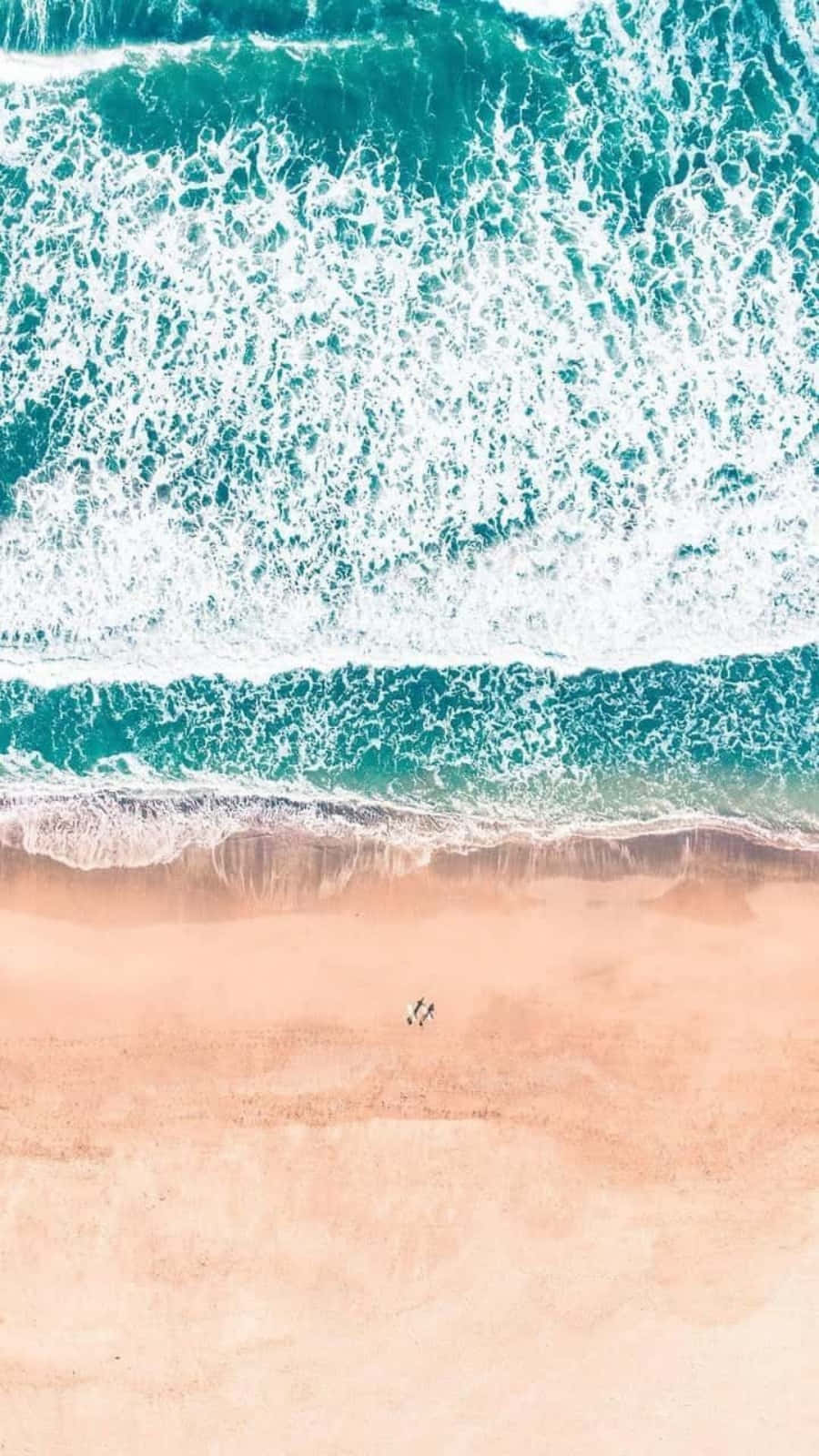 turquoise waves, soft pink sand beach, aerial view, HD Phone Wallpaper
