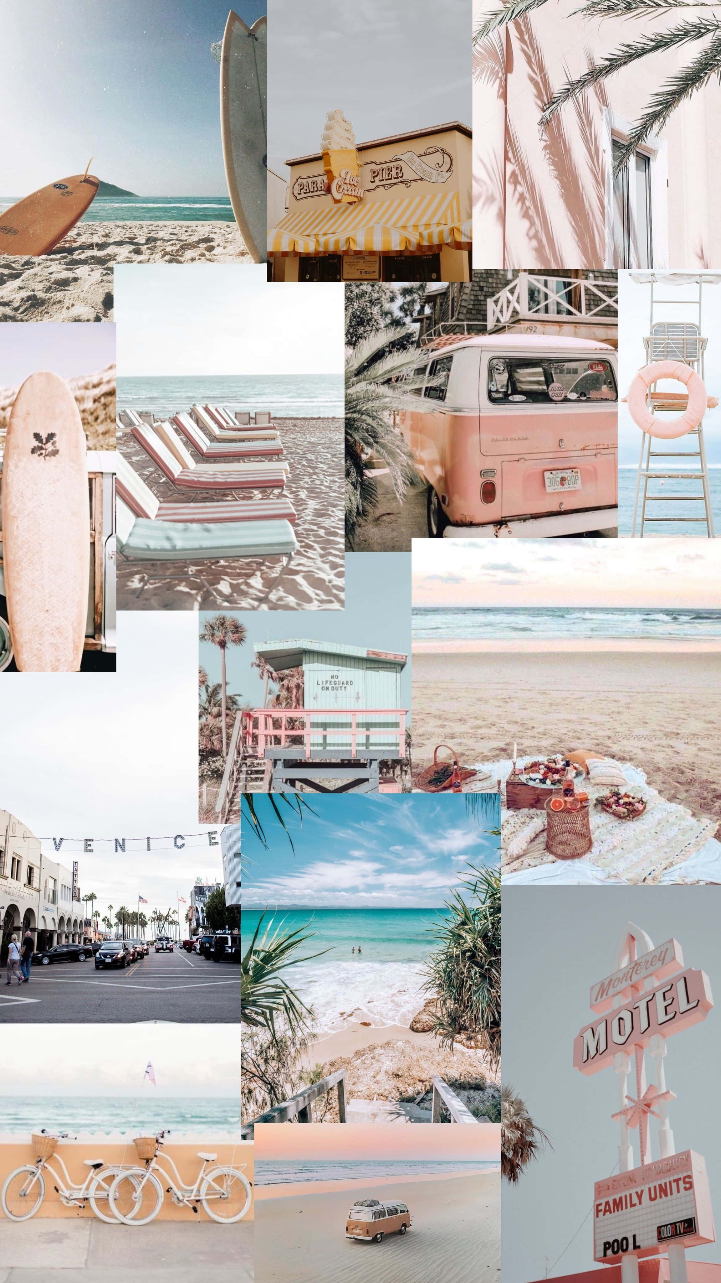 pink vintage vans, surfboards, palm trees, 4K Phone Wallpaper