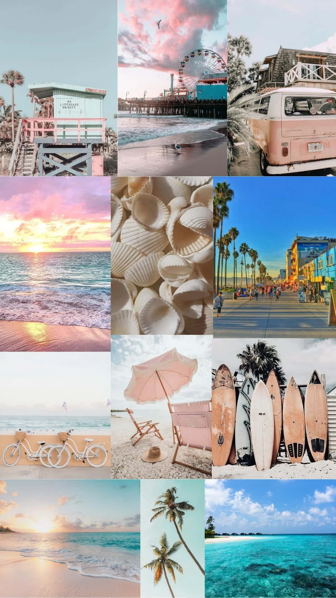 pastel sunsets, palm trees, vintage vans, Full HD Phone Wallpaper
