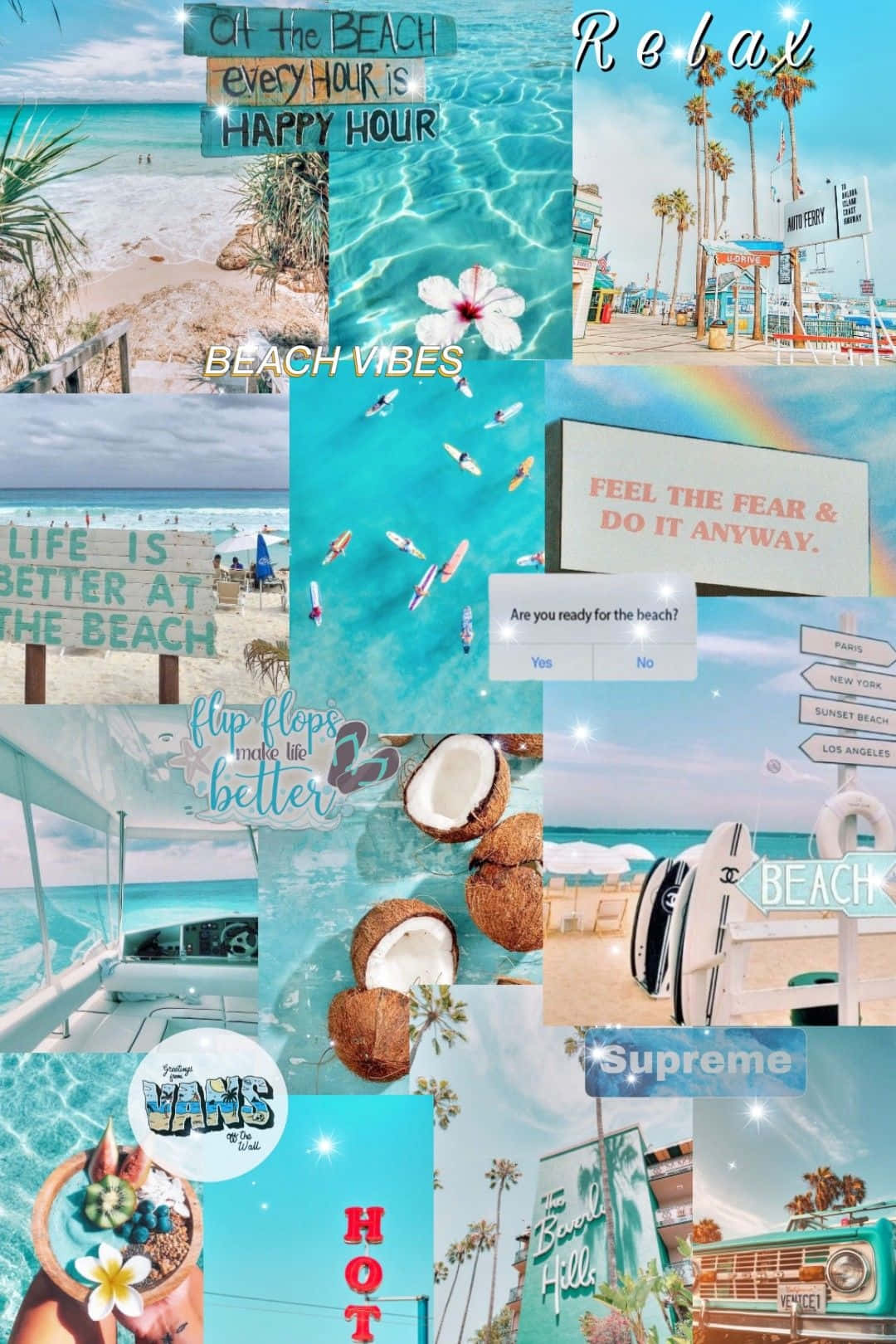 turquoise water, palm trees, surfboards, HD Phone Wallpaper