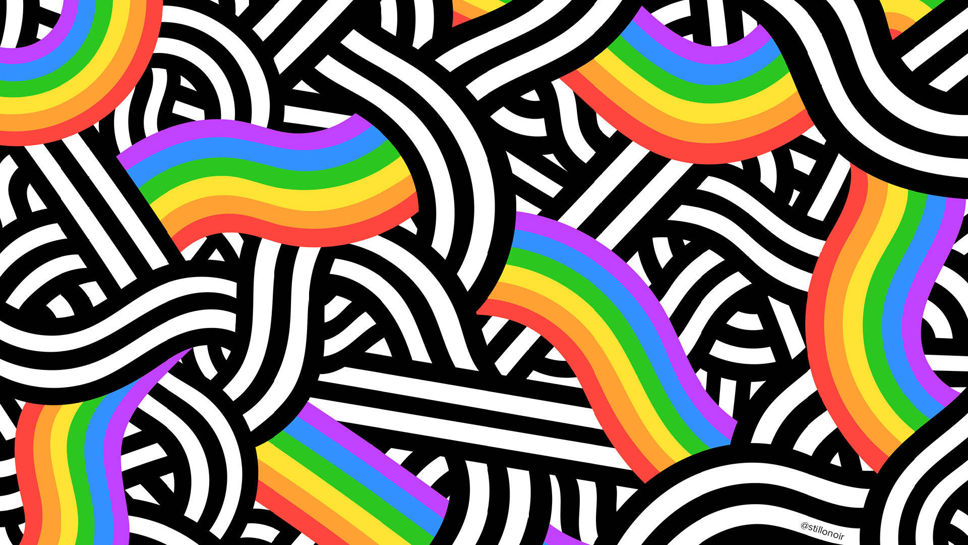 Cute Pride, rainbow, black, Full HD Desktop Wallpaper